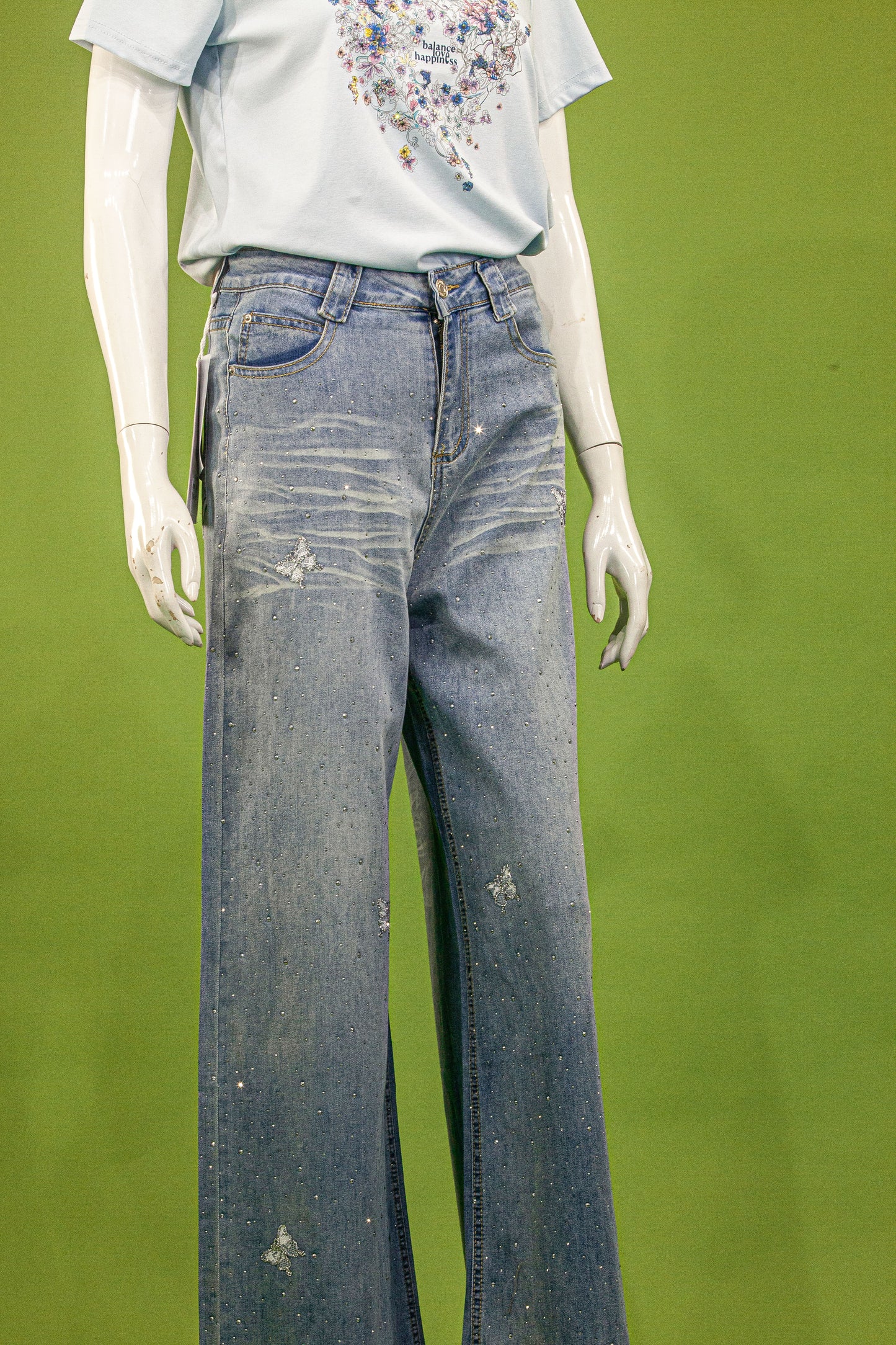Celana Panjang Soft Jeans Motif Butterfly Blink