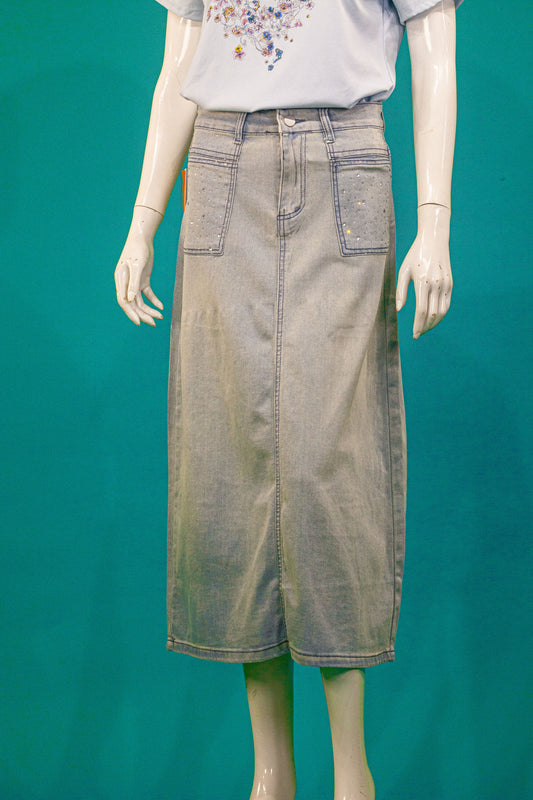 Rok Soft Jeans Motif Blink Kantong
