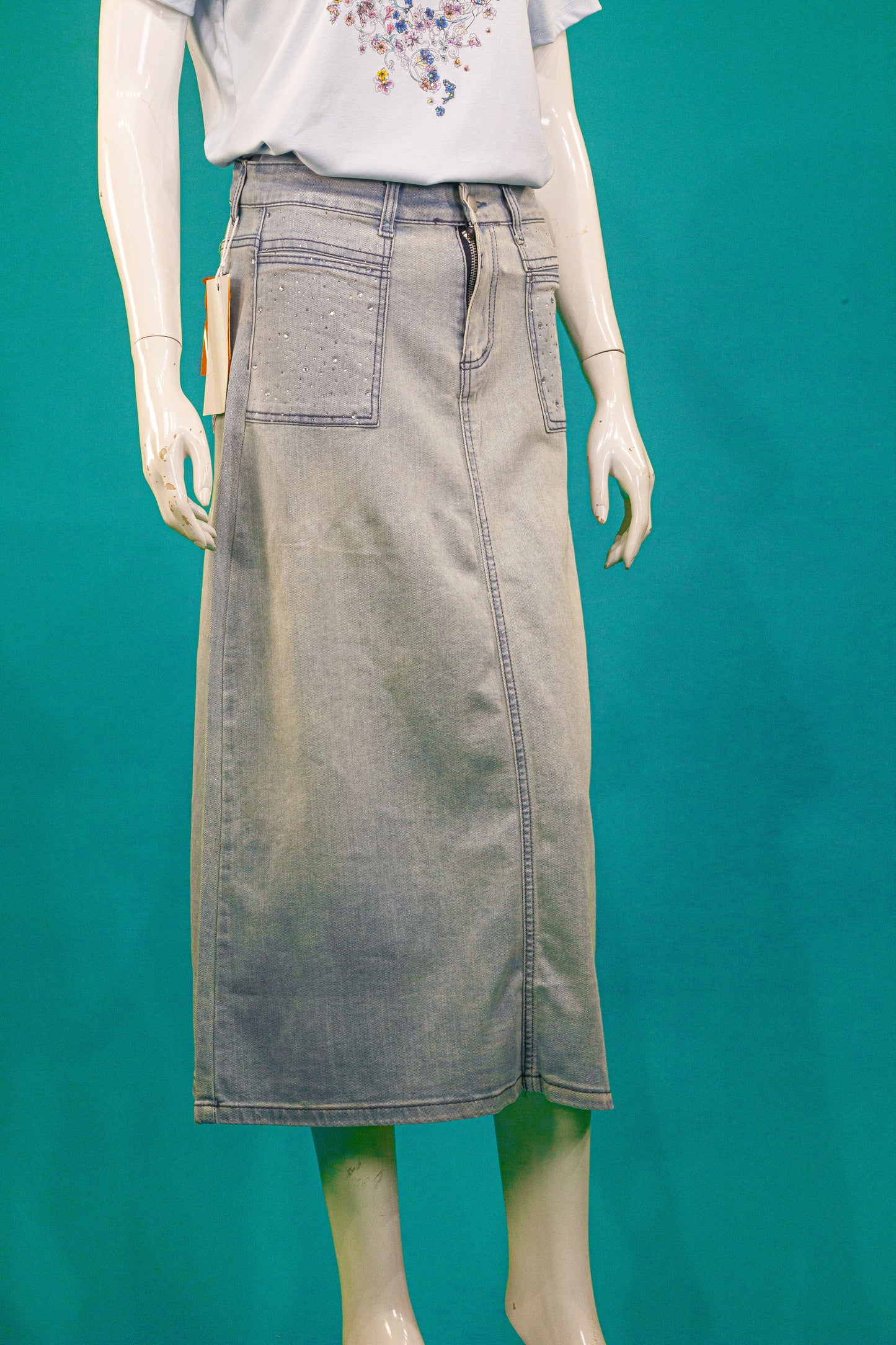 Rok Soft Jeans Motif Blink Kantong