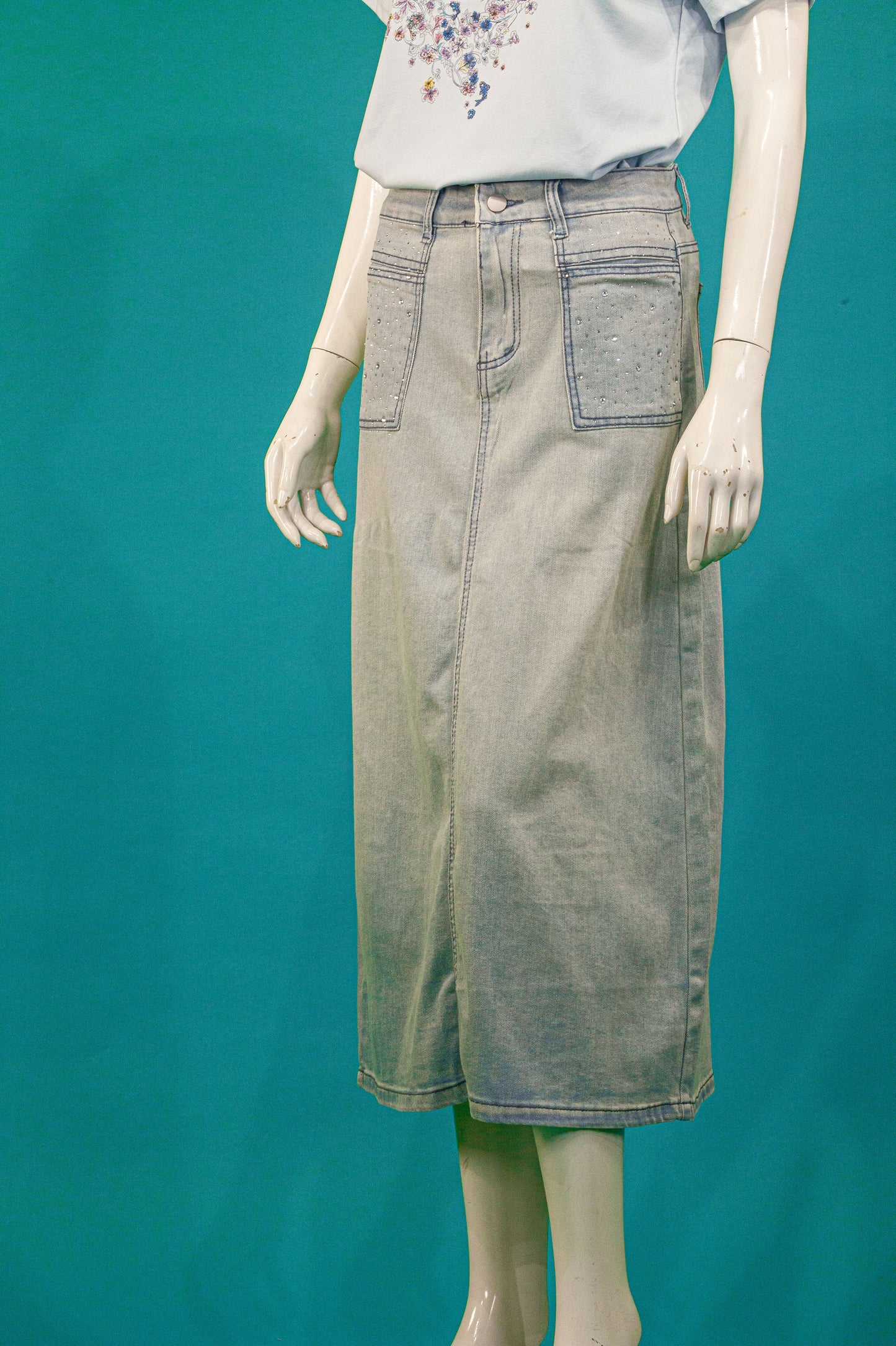Rok Soft Jeans Motif Blink Kantong