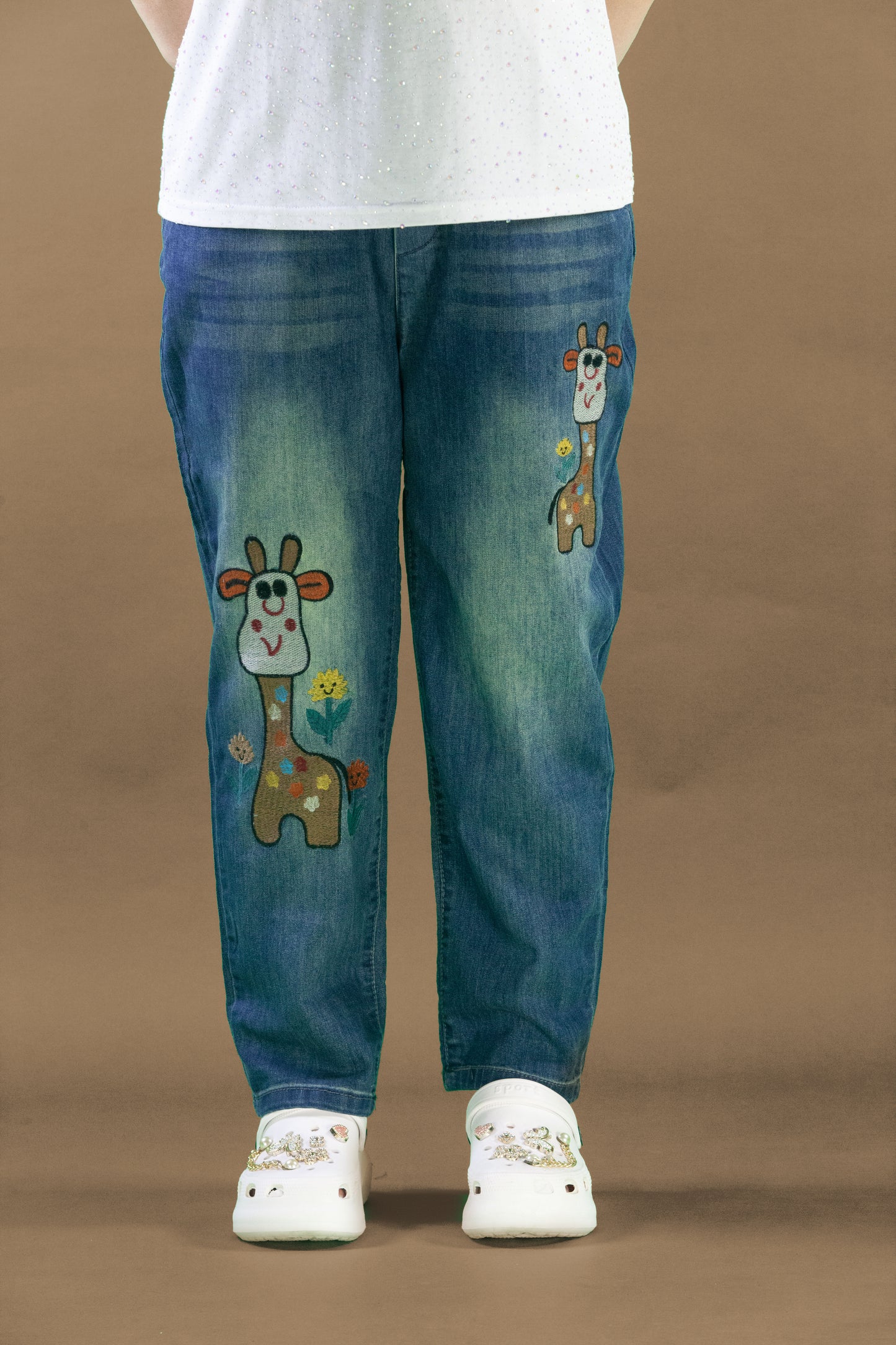 Celana Soft Jeans Panjang Motif Jerapah