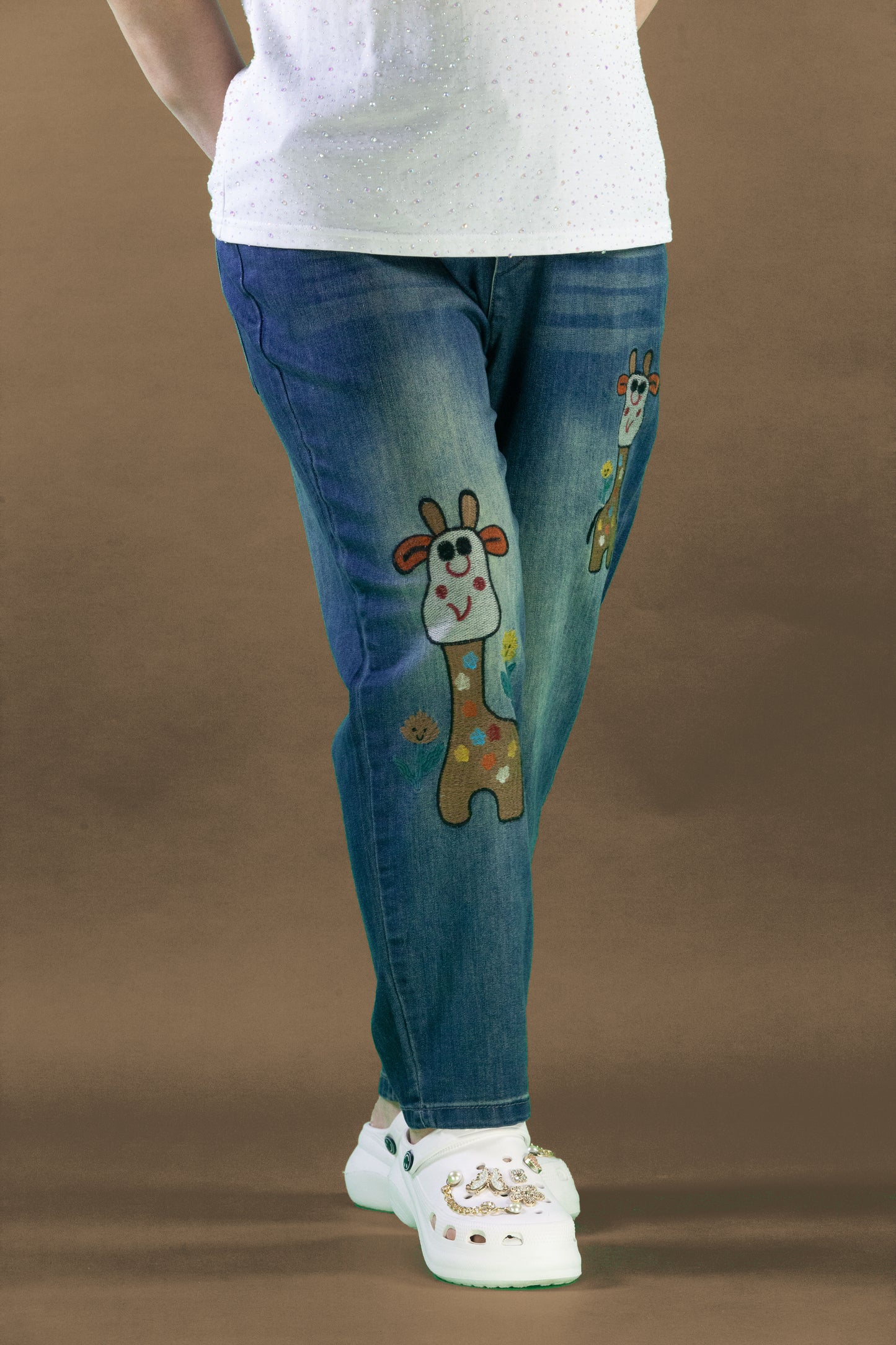 Celana Soft Jeans Panjang Motif Jerapah