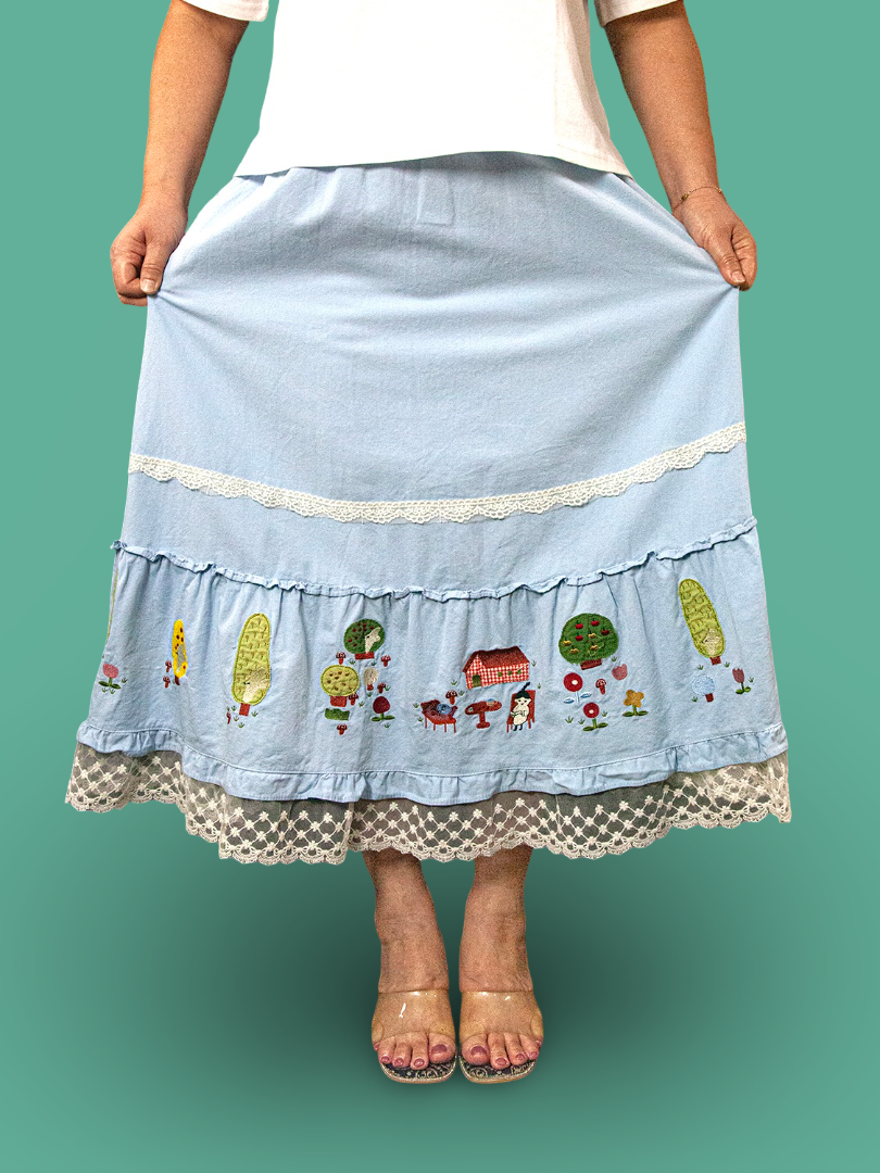 Rok Panjang Semi Jeans Renda