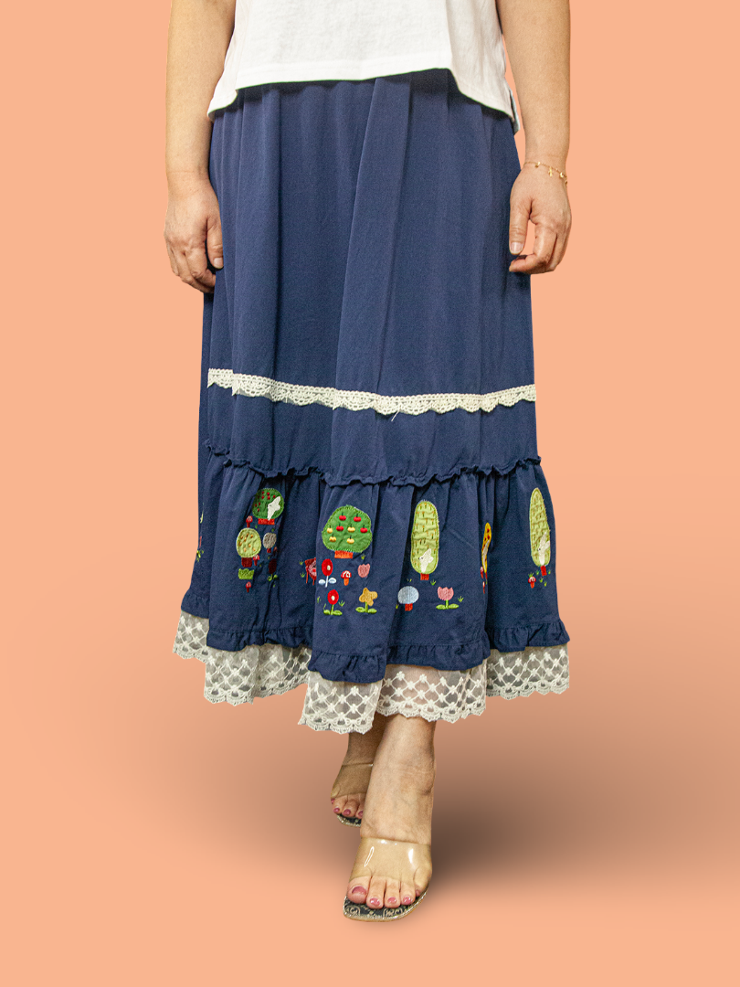 Rok Panjang Semi Jeans Renda