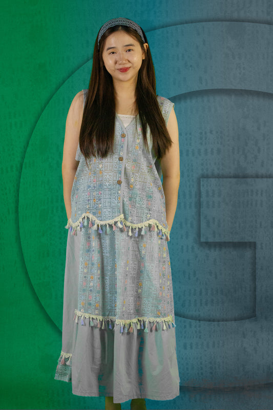 Set Dress Motif Bunga Ethnic