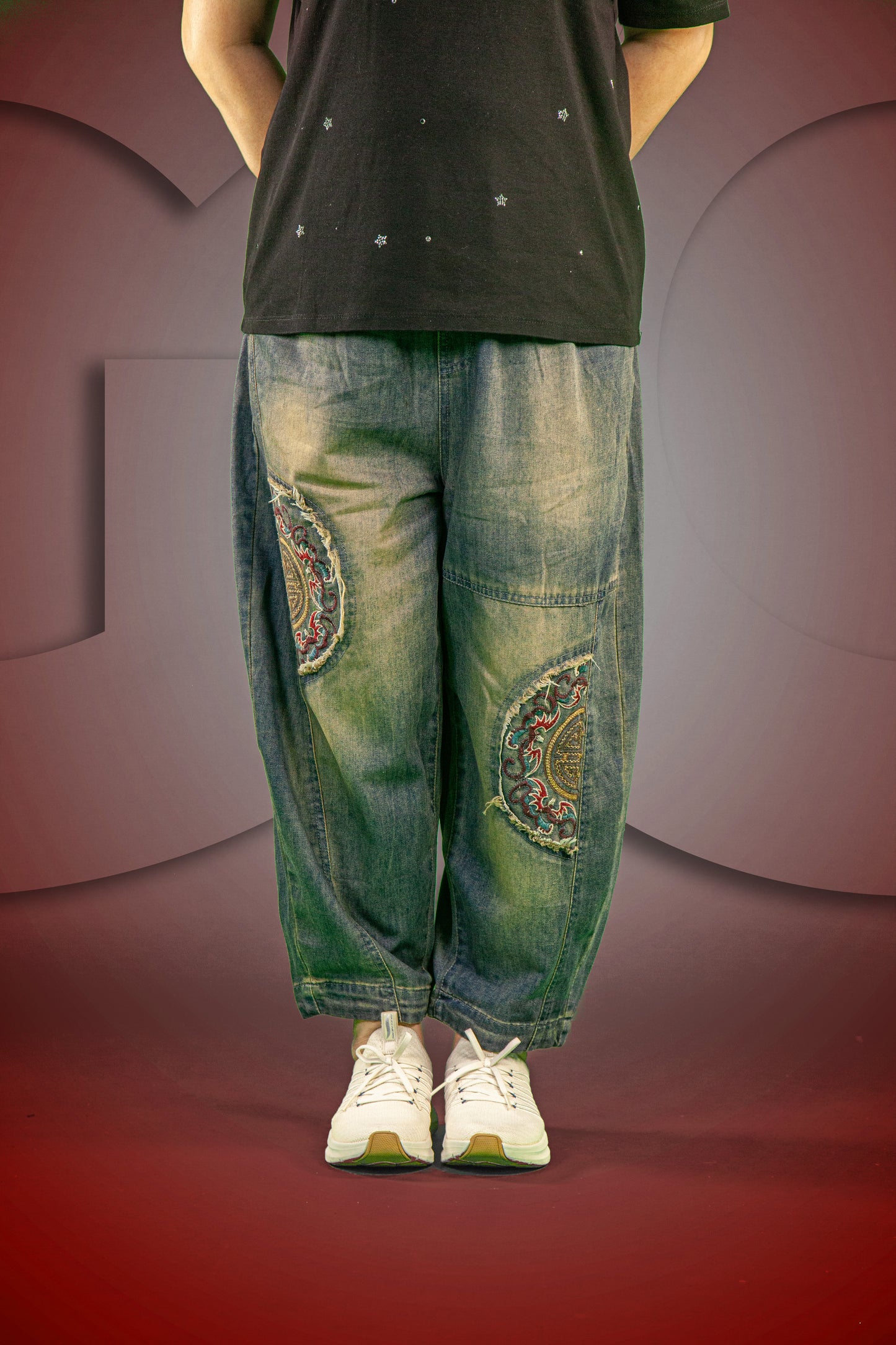 Celana Soft Jeans Motif Mandala