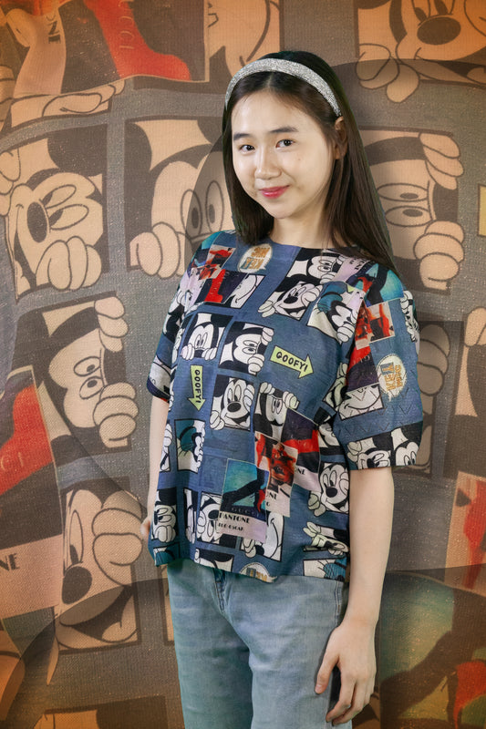 Blouse Rajut Motif Mickey Cartoon