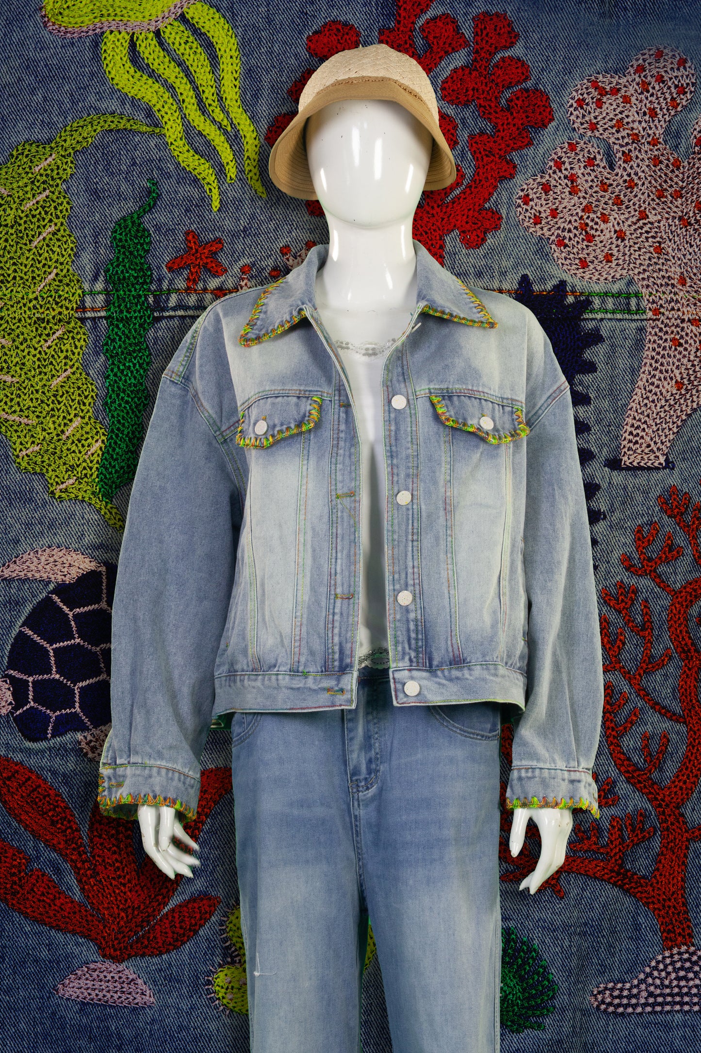 Jaket Jeans Motif Sea life