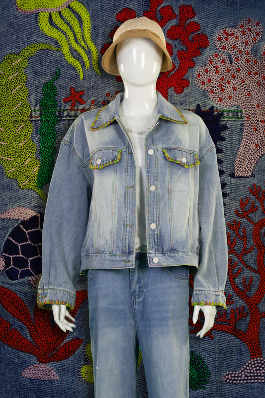 Jaket Jeans Motif Sea life