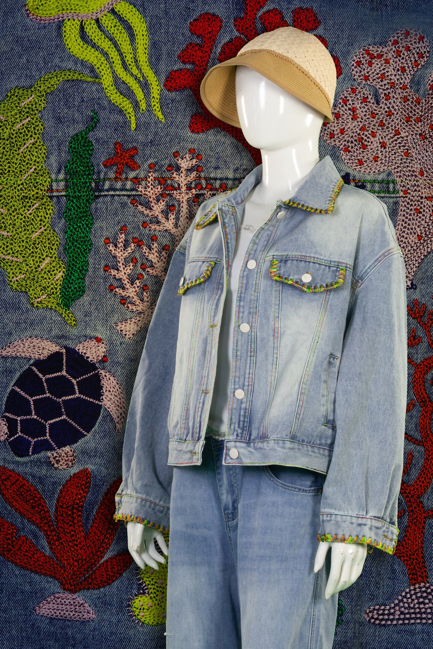 Jaket Jeans Motif Sea life