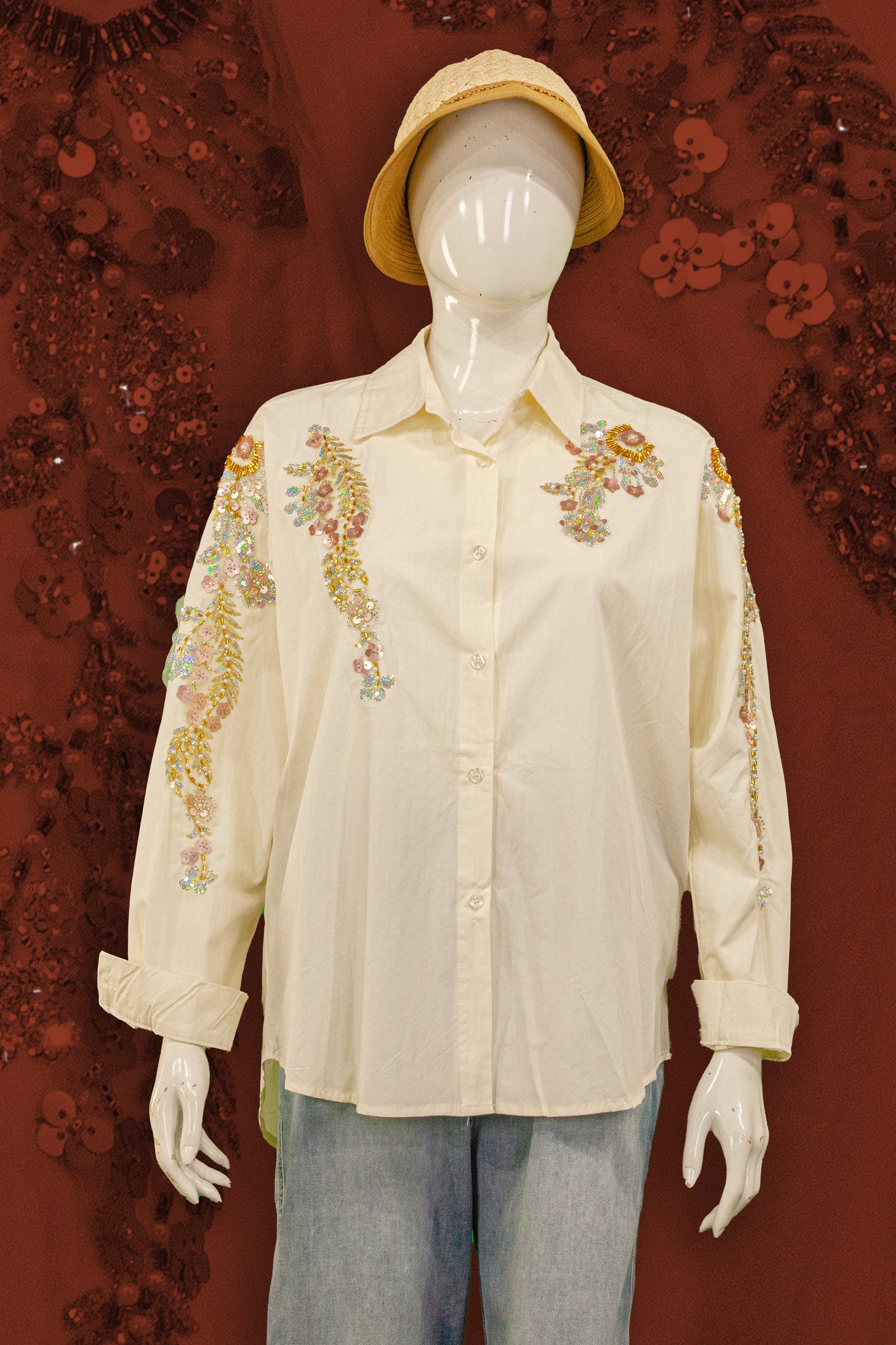 Kemeja Tangan Panjang Motif Ornamen