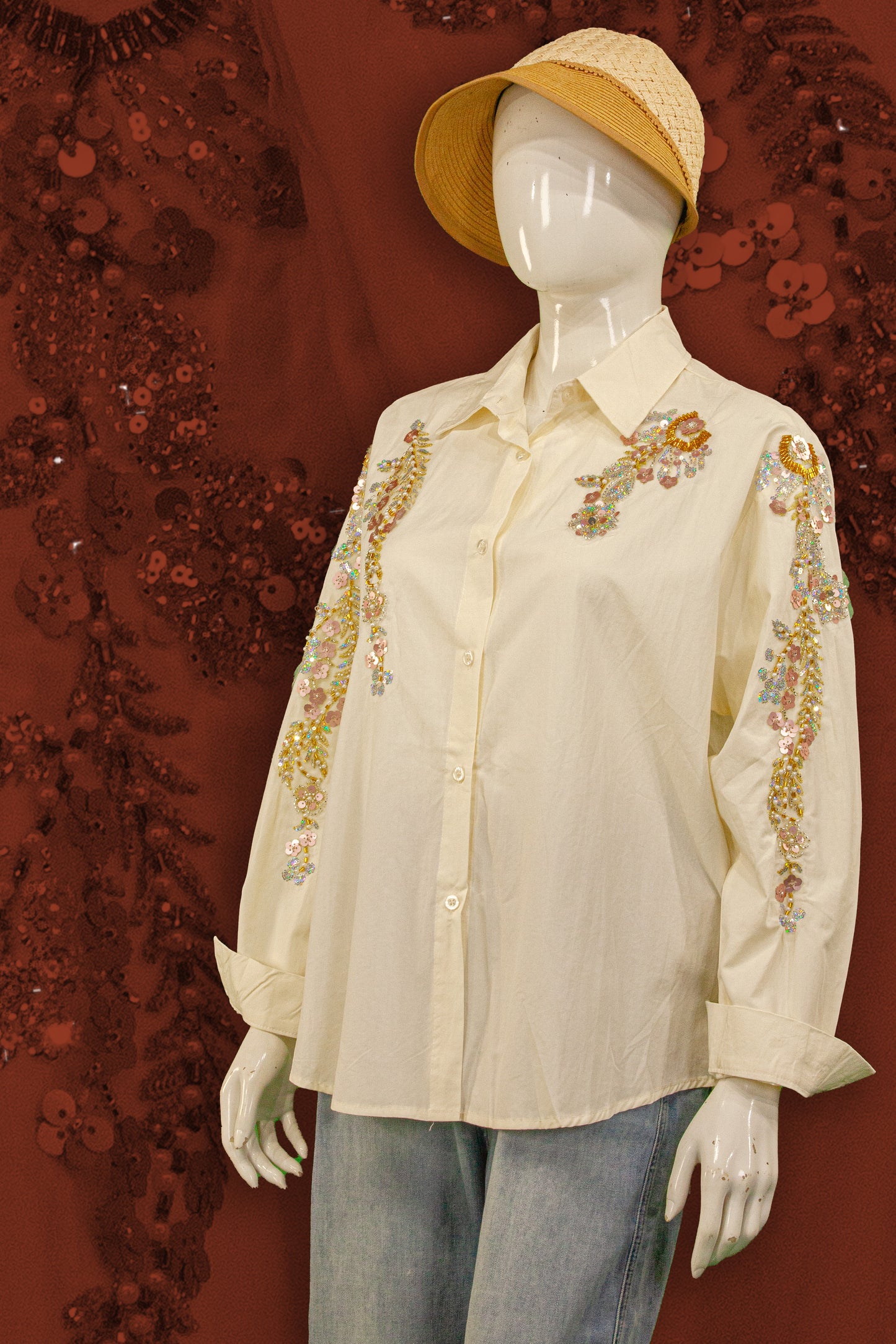 Kemeja Tangan Panjang Motif Ornamen