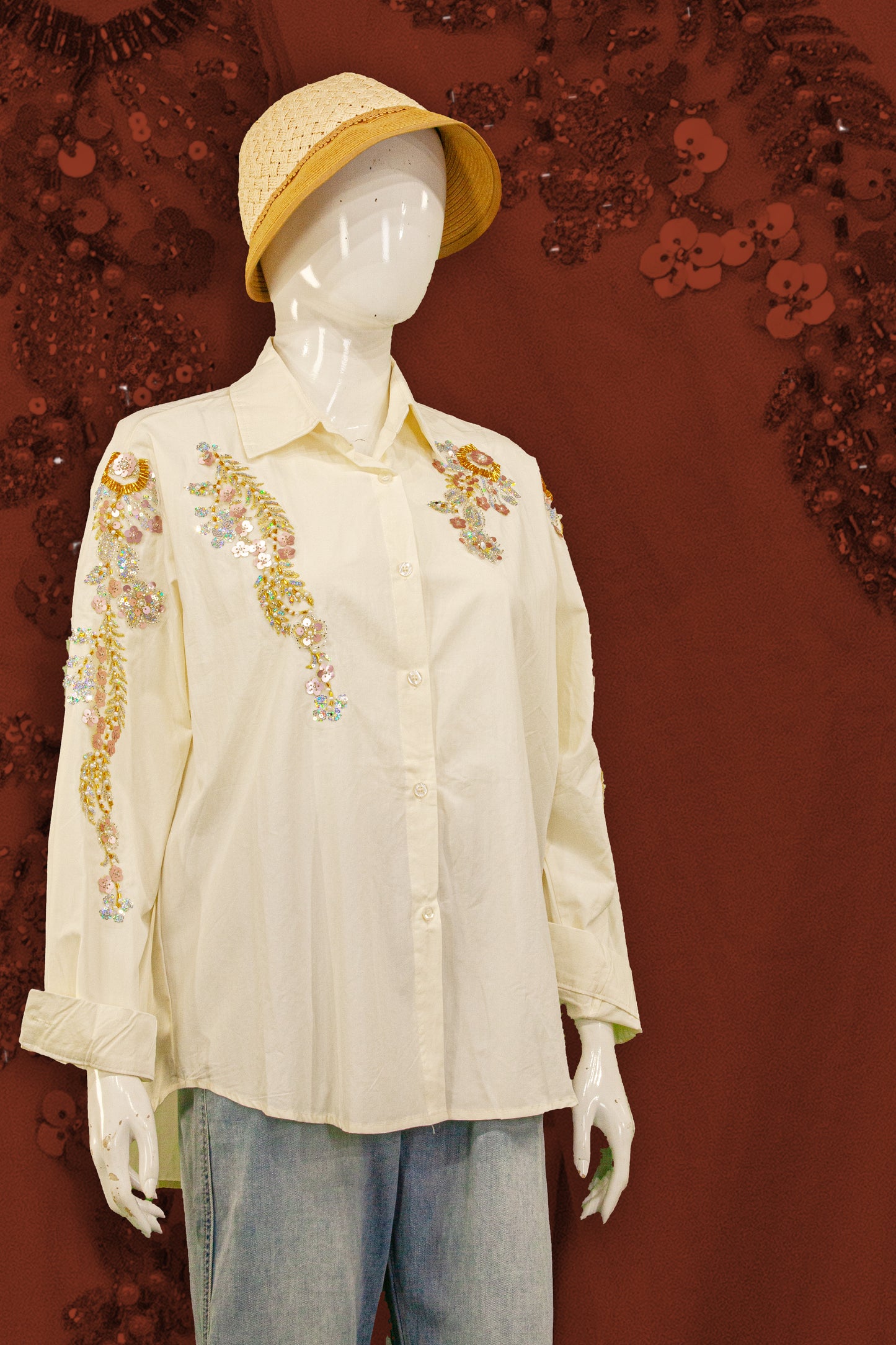 Kemeja Tangan Panjang Motif Ornamen
