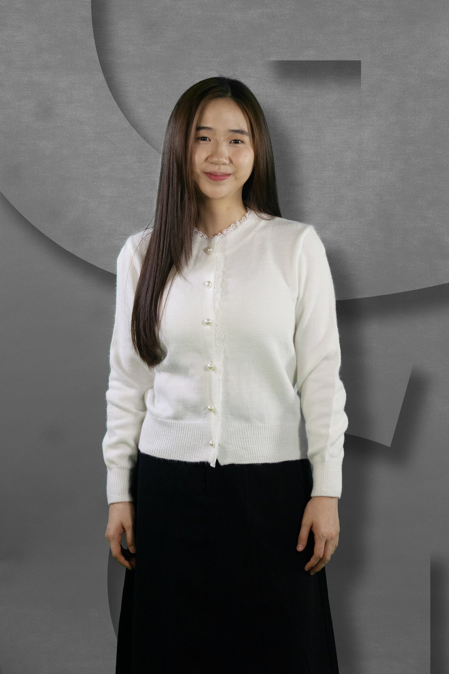 Cardigan Rajut Pearl Dengan Renda Tengah