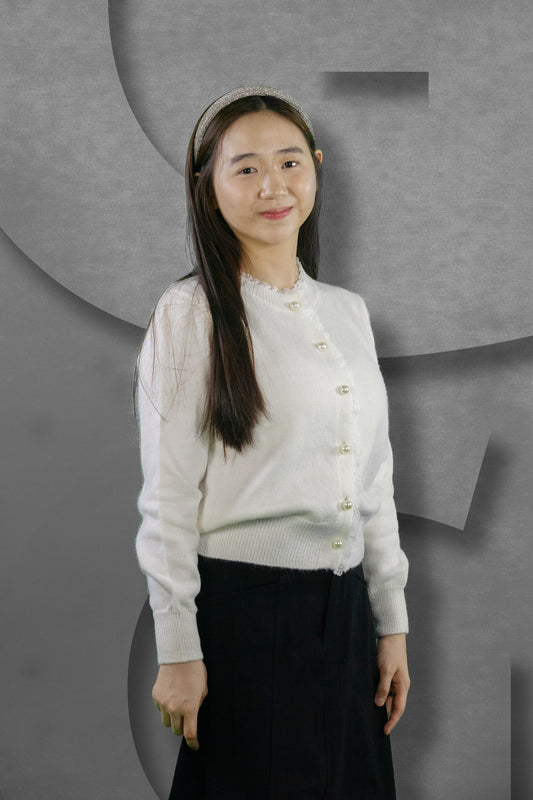 Cardigan Rajut Pearl Dengan Renda Tengah