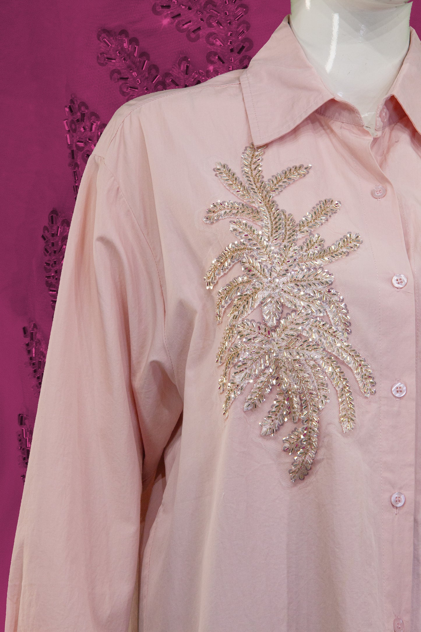 Kemeja Tangan Panjang Motif Daun