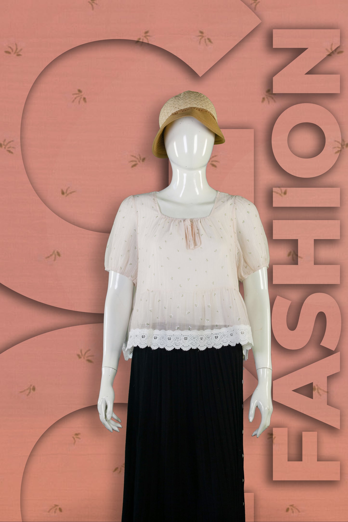 Blouse  Motif Bunga Kecil Renda Bawah