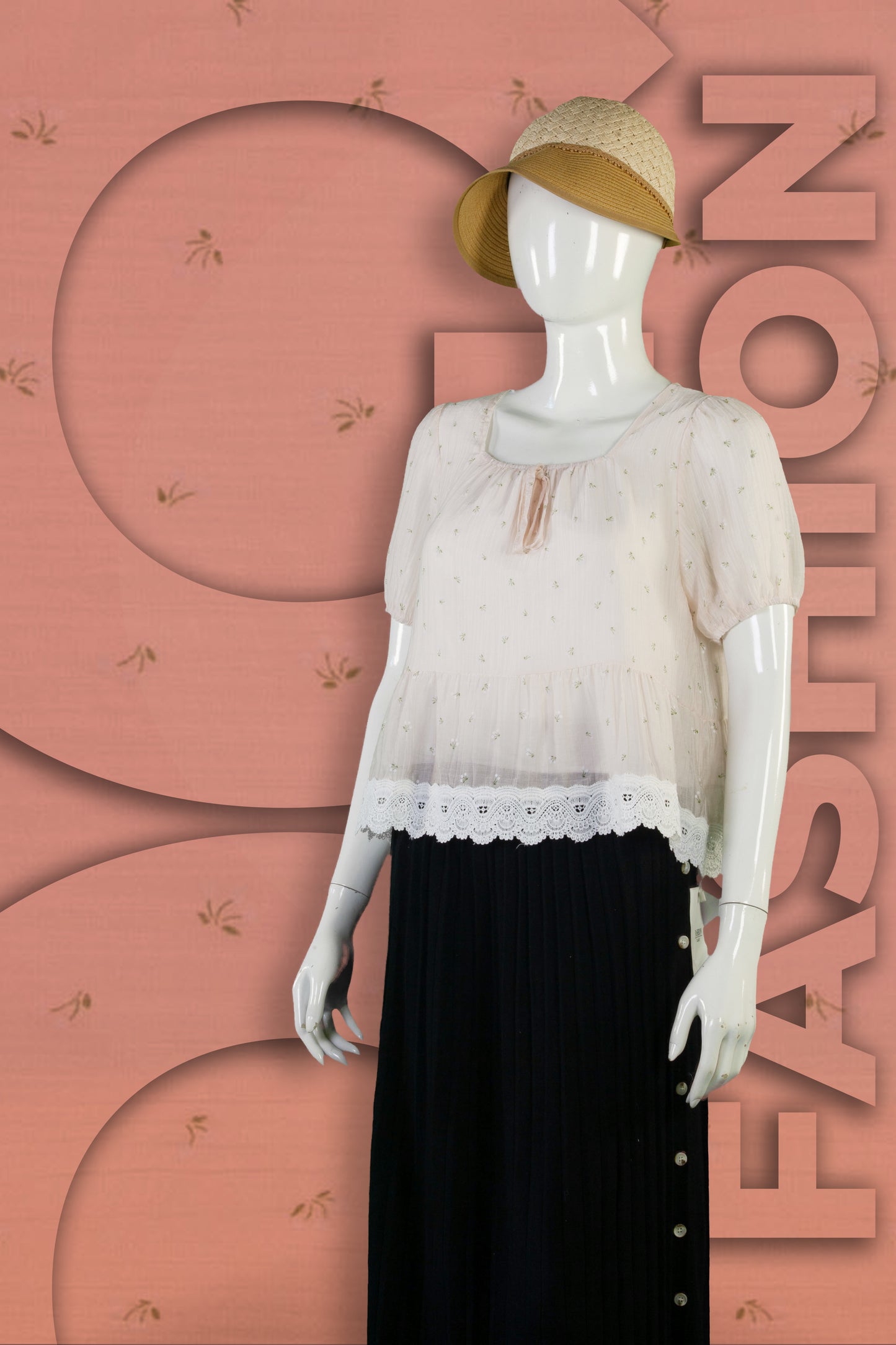 Blouse  Motif Bunga Kecil Renda Bawah