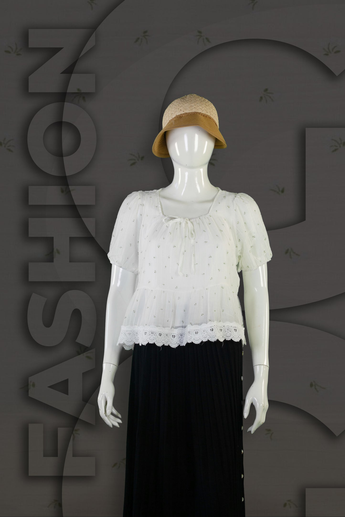 Blouse  Motif Bunga Kecil Renda Bawah