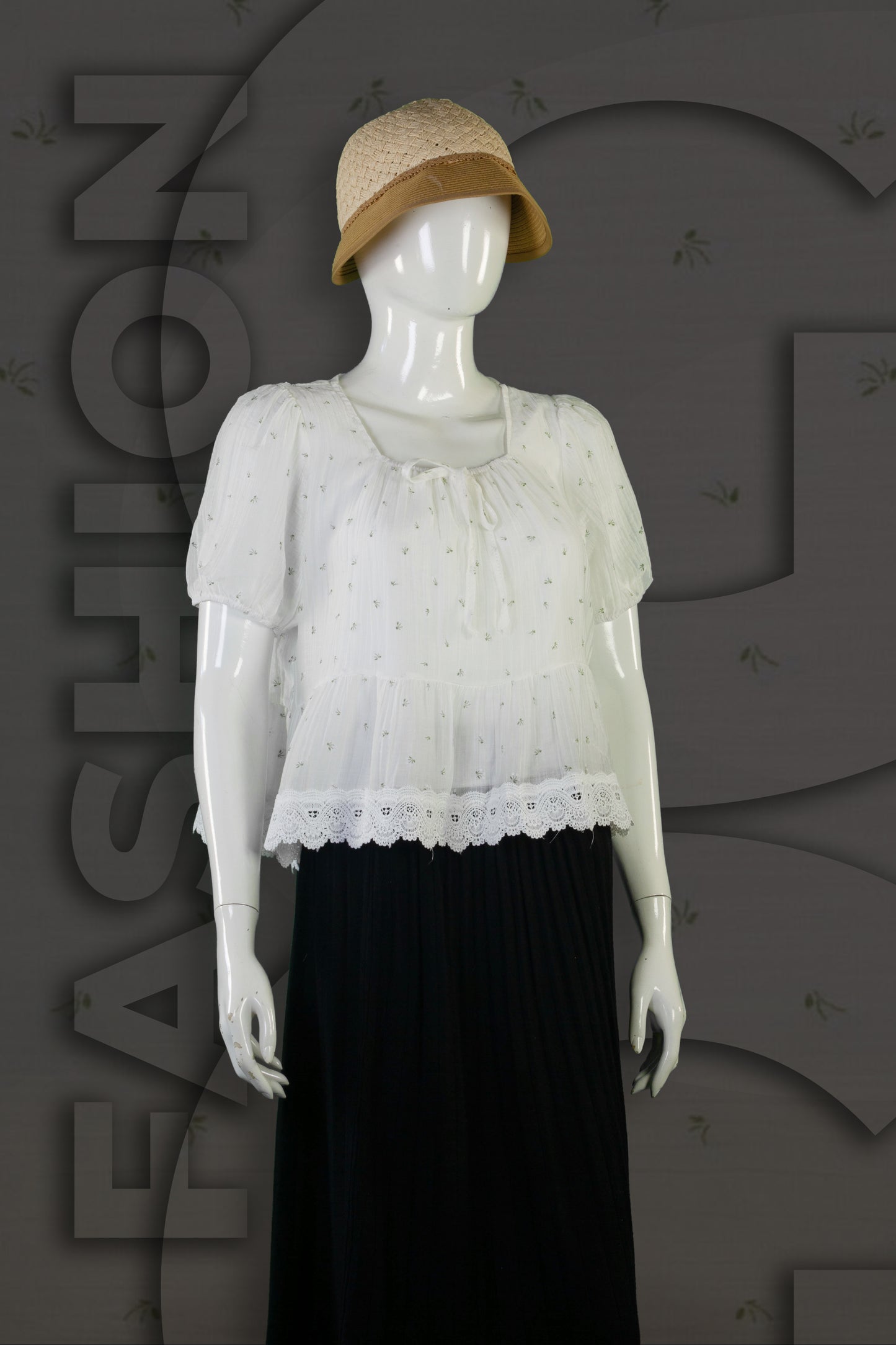 Blouse  Motif Bunga Kecil Renda Bawah