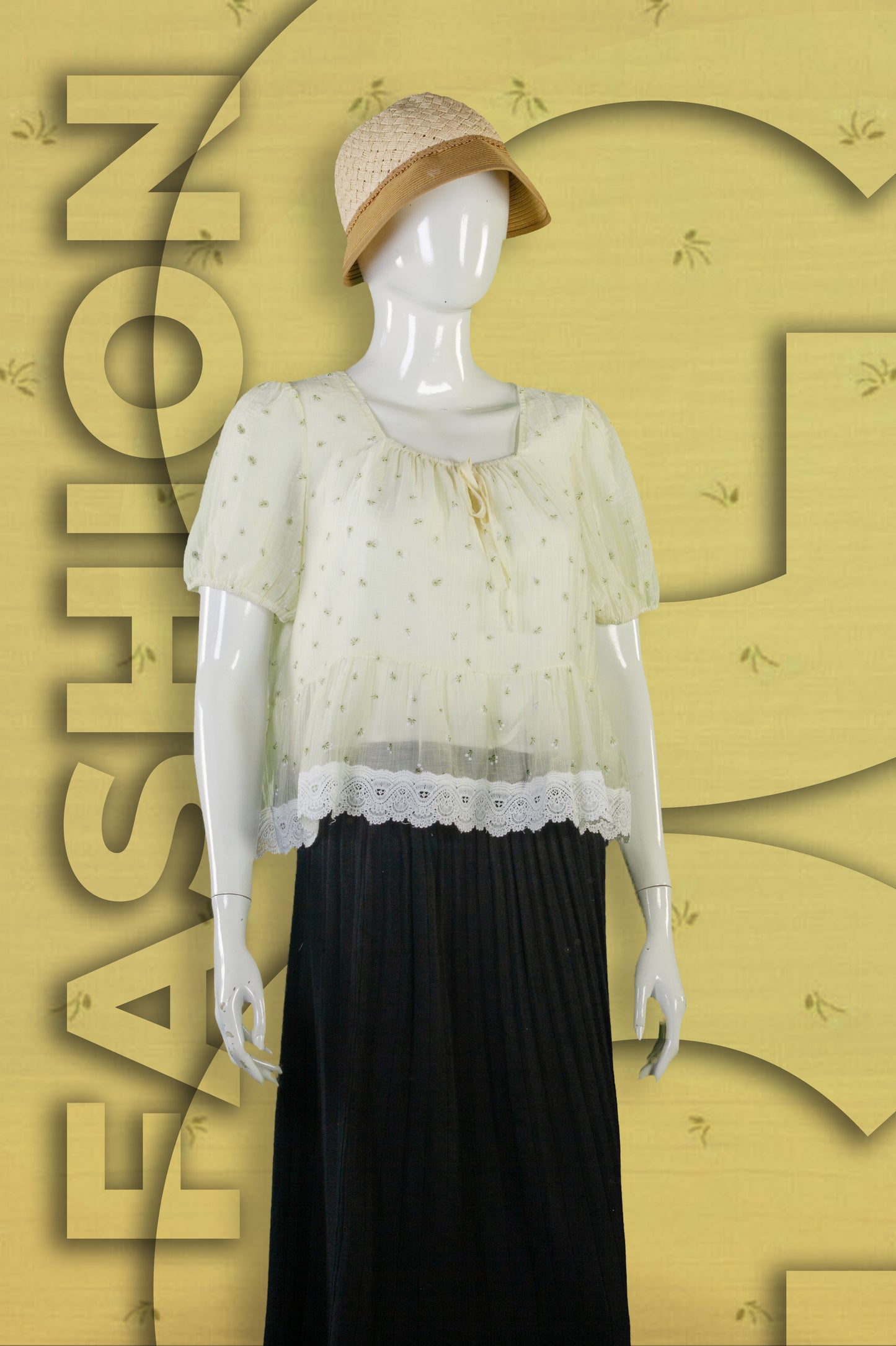 Blouse  Motif Bunga Kecil Renda Bawah