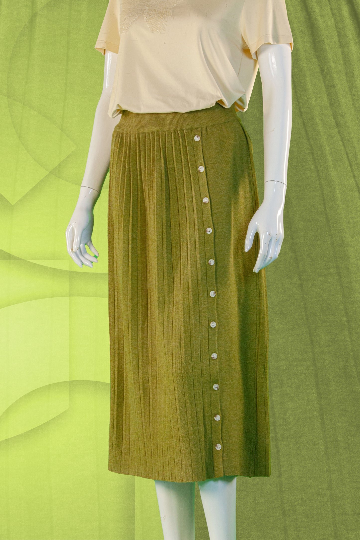Rok Rajut Motif Kancing Samping