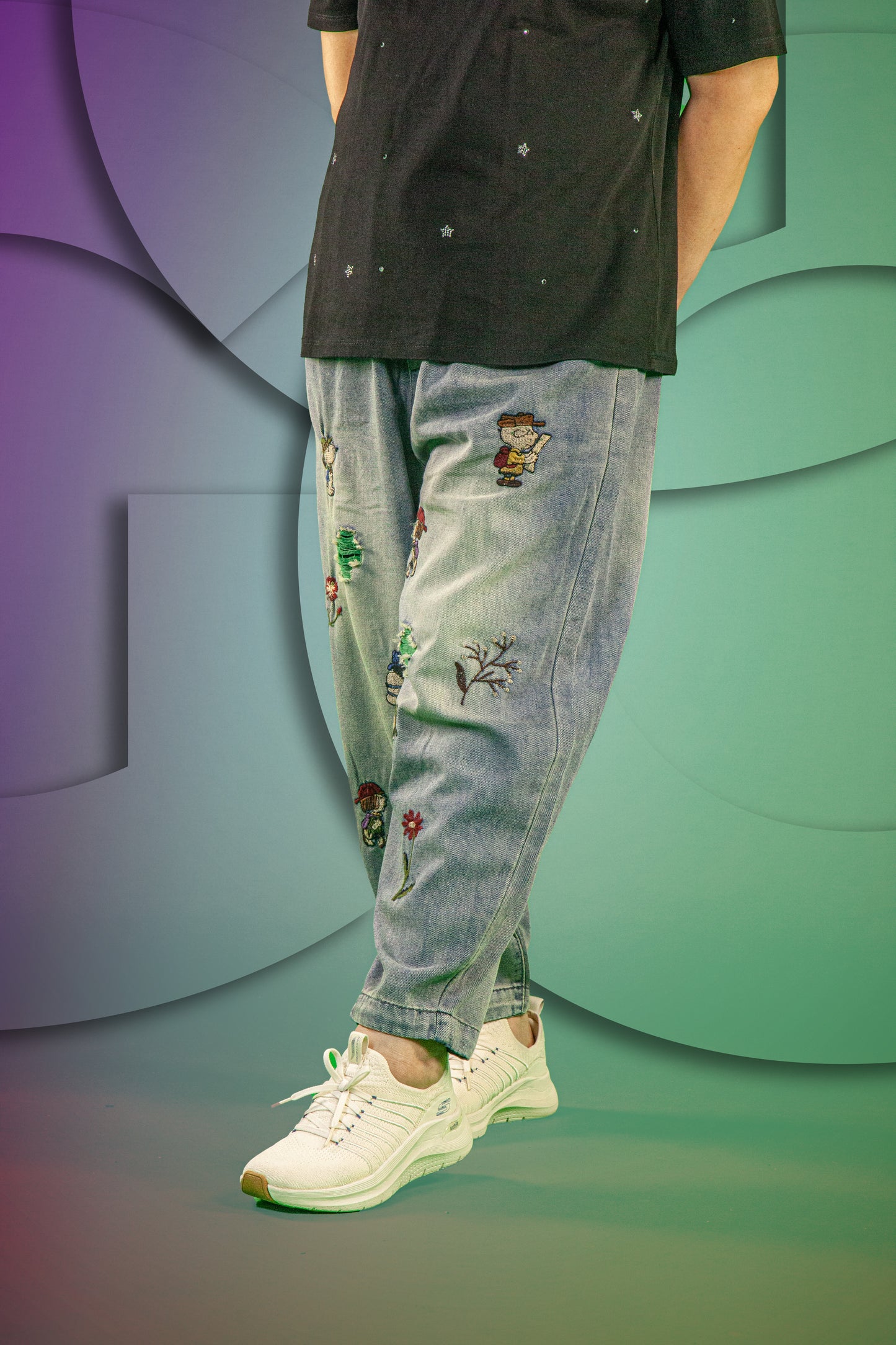 Celana Soft Jeans Motif Snoopy and Friends