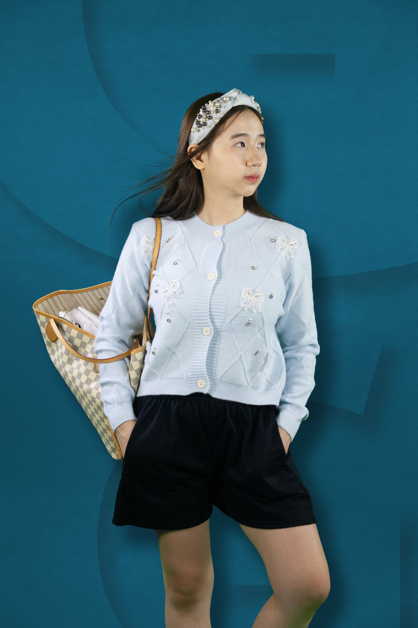 Cardigan Rajut Motif Pita