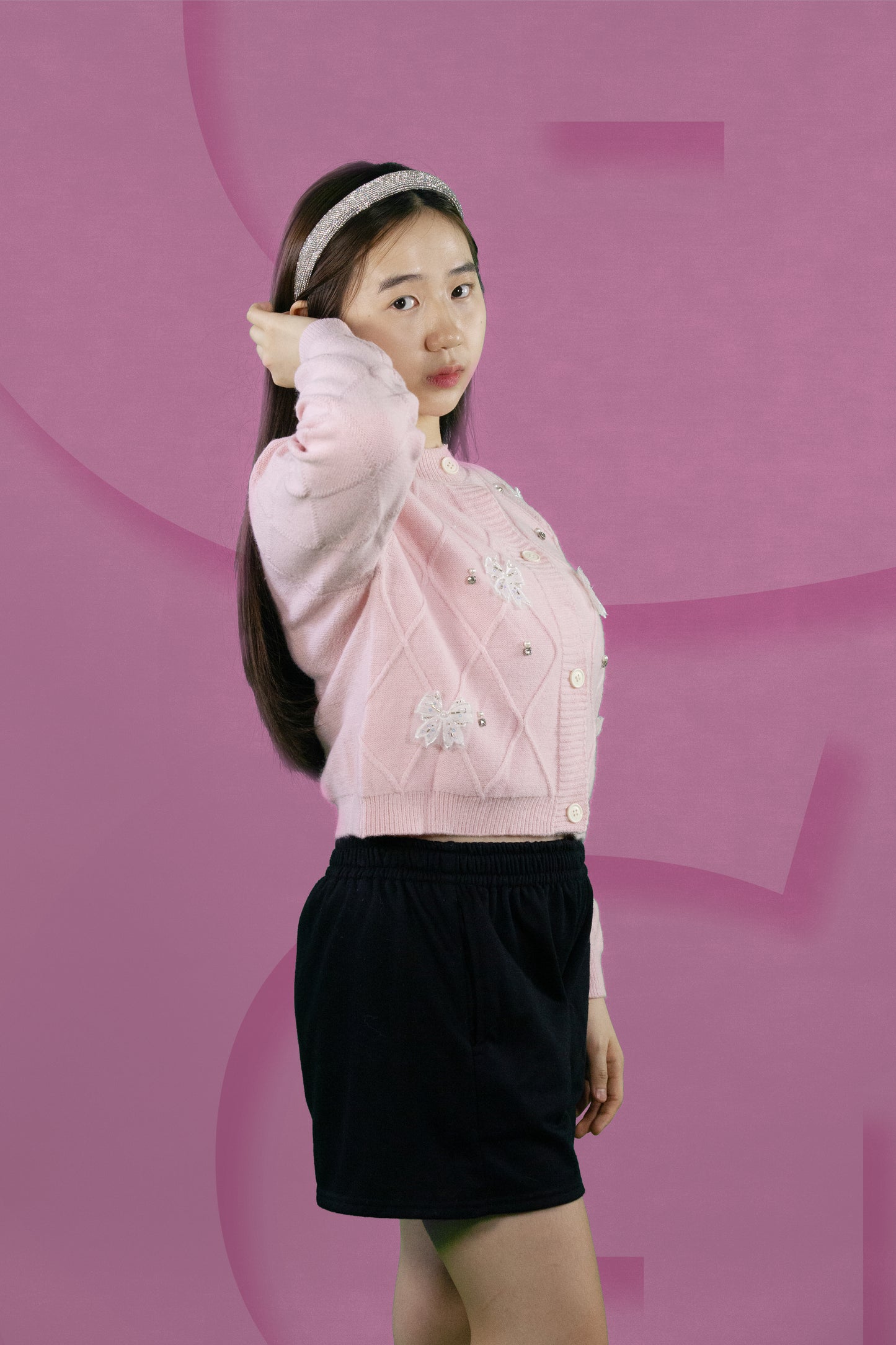 Cardigan Rajut Motif Pita