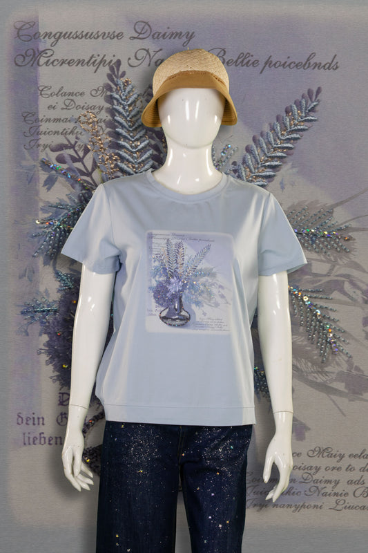 T-Shirt Serat Bambu Rajut (Timbul) Motif Vas Bunga