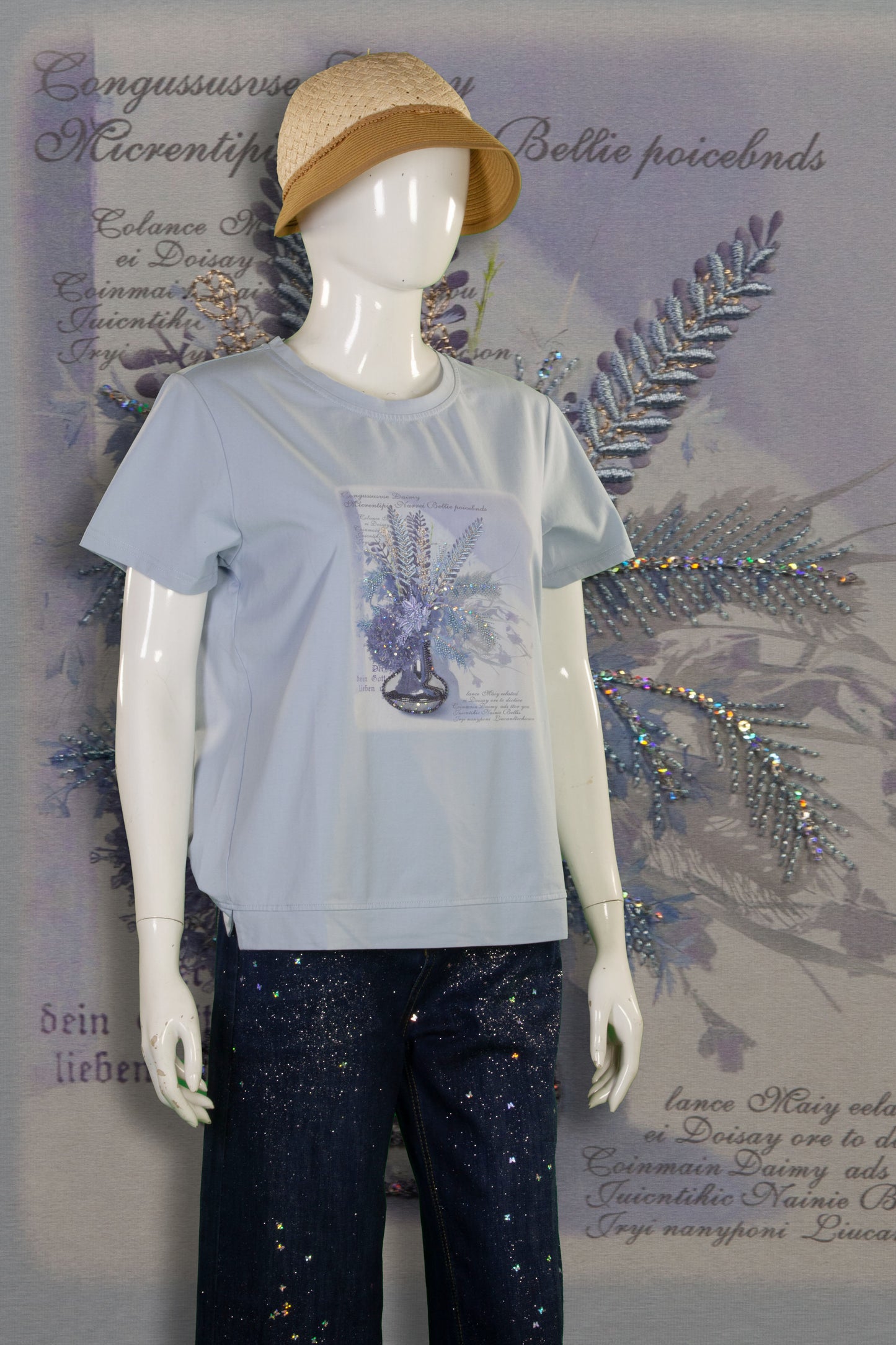 T-Shirt Serat Bambu Rajut (Timbul) Motif Vas Bunga