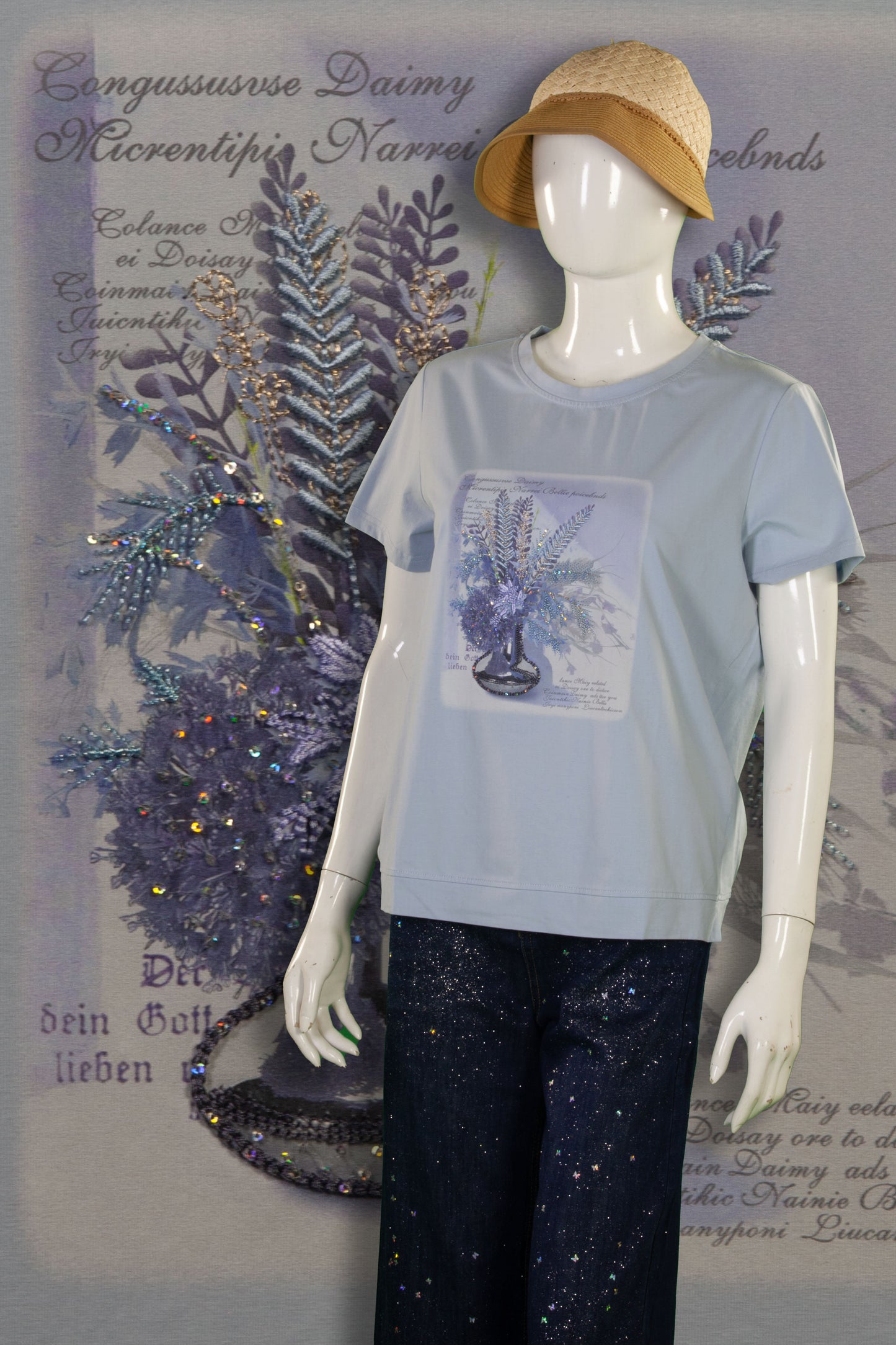 T-Shirt Serat Bambu Rajut (Timbul) Motif Vas Bunga