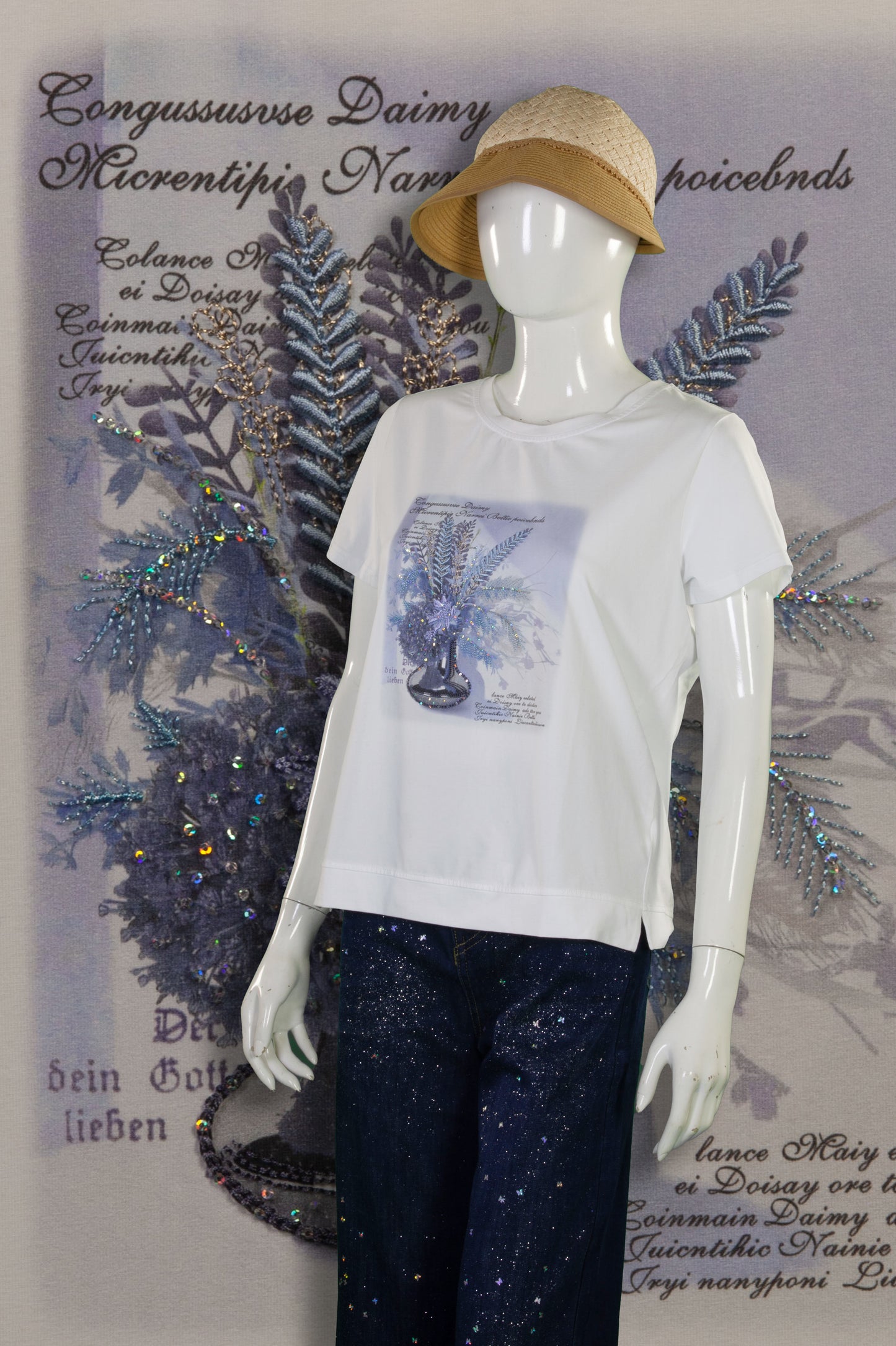 T-Shirt Serat Bambu Rajut (Timbul) Motif Vas Bunga
