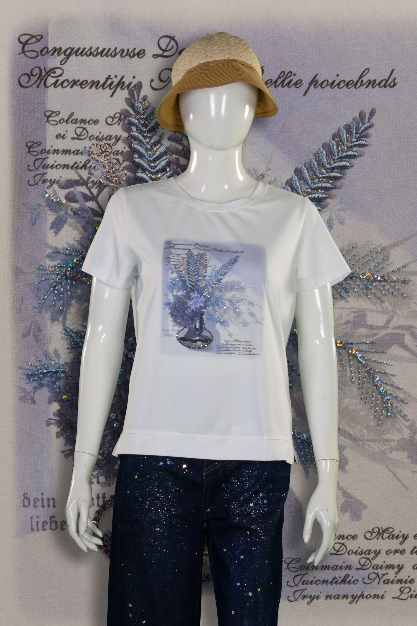 T-Shirt Serat Bambu Rajut (Timbul) Motif Vas Bunga
