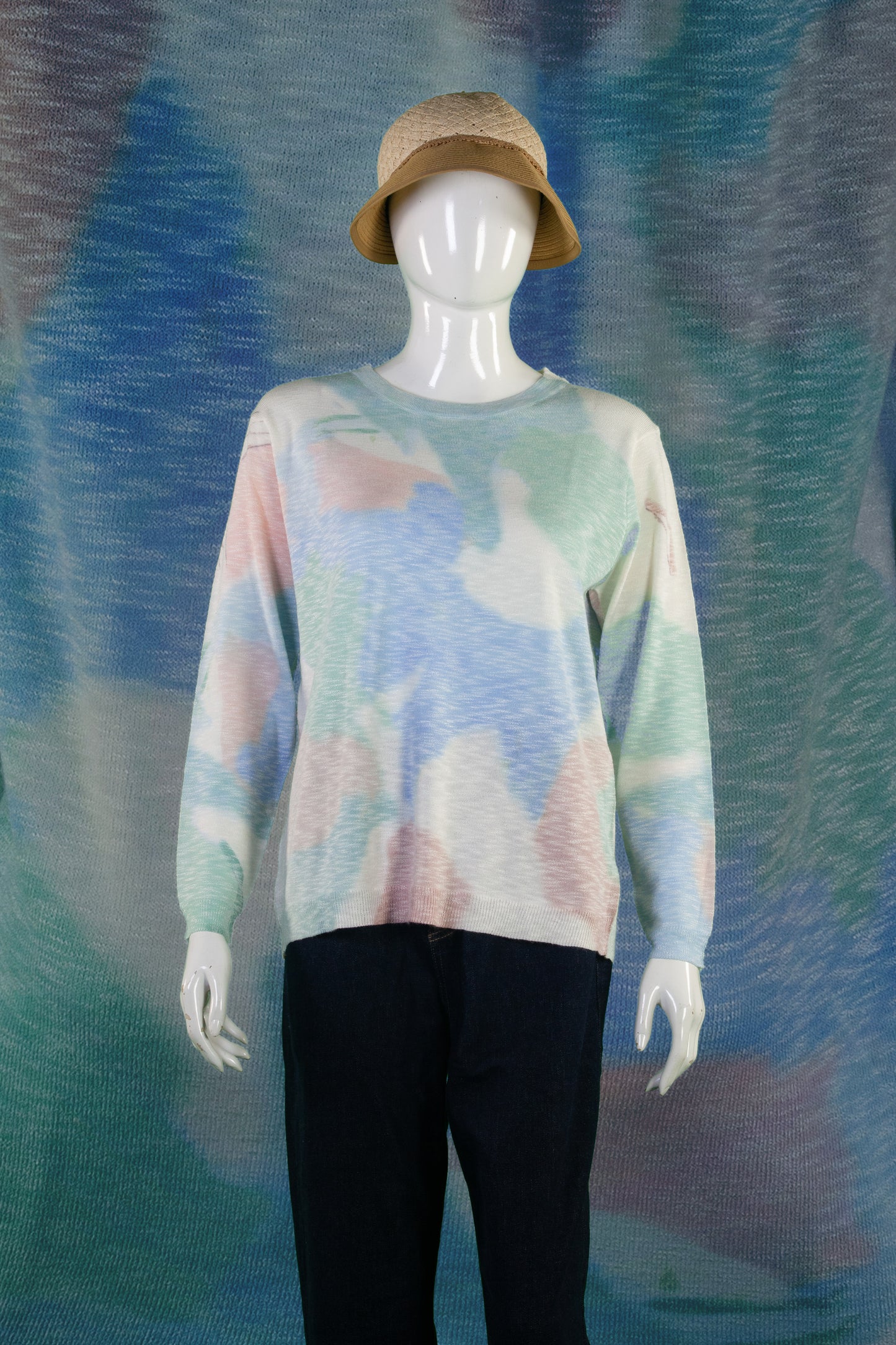 Blouse Rajut Tangan Panjang Matte Motif Abstract C