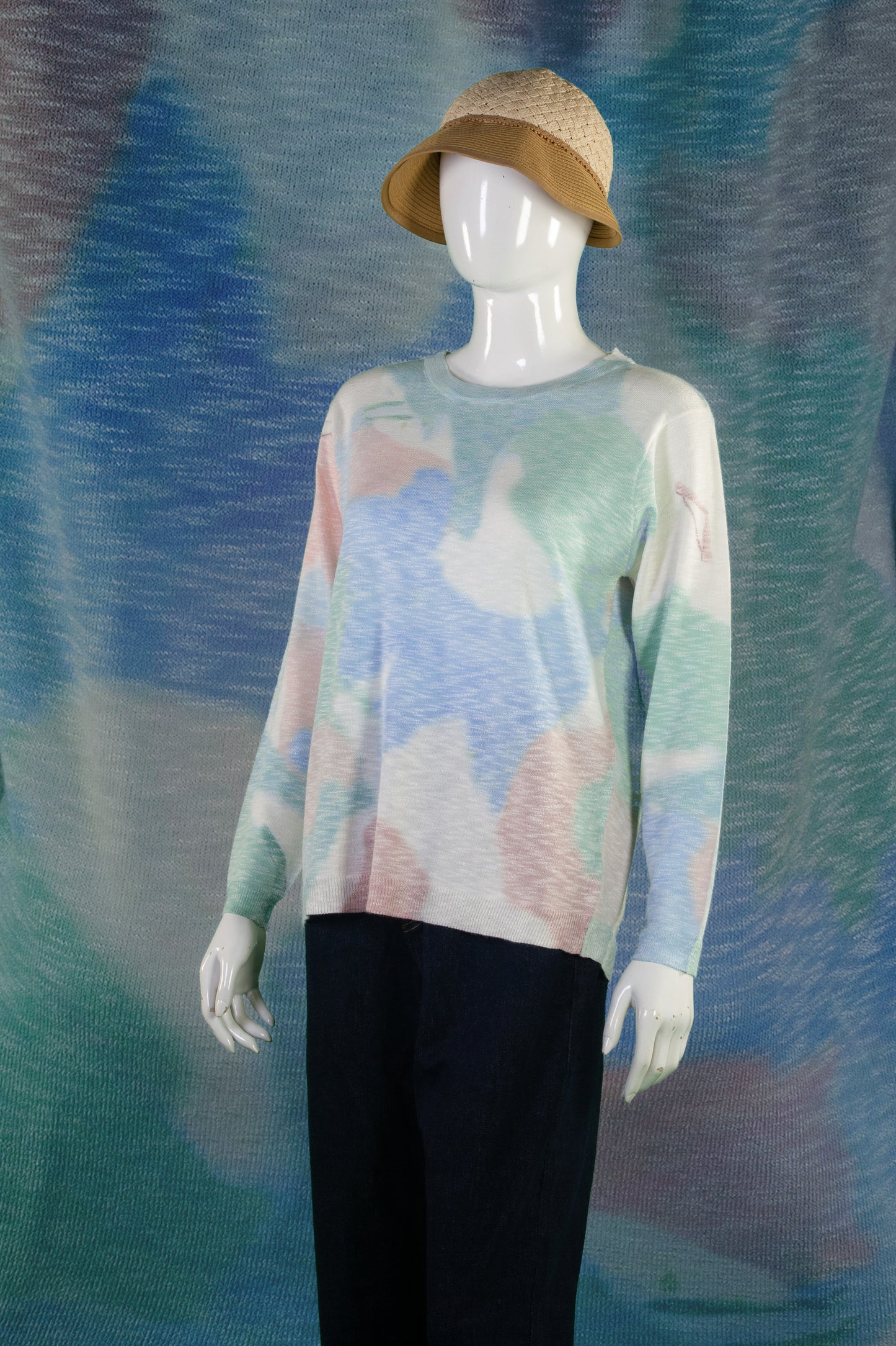 Blouse Rajut Tangan Panjang Matte Motif Abstract C
