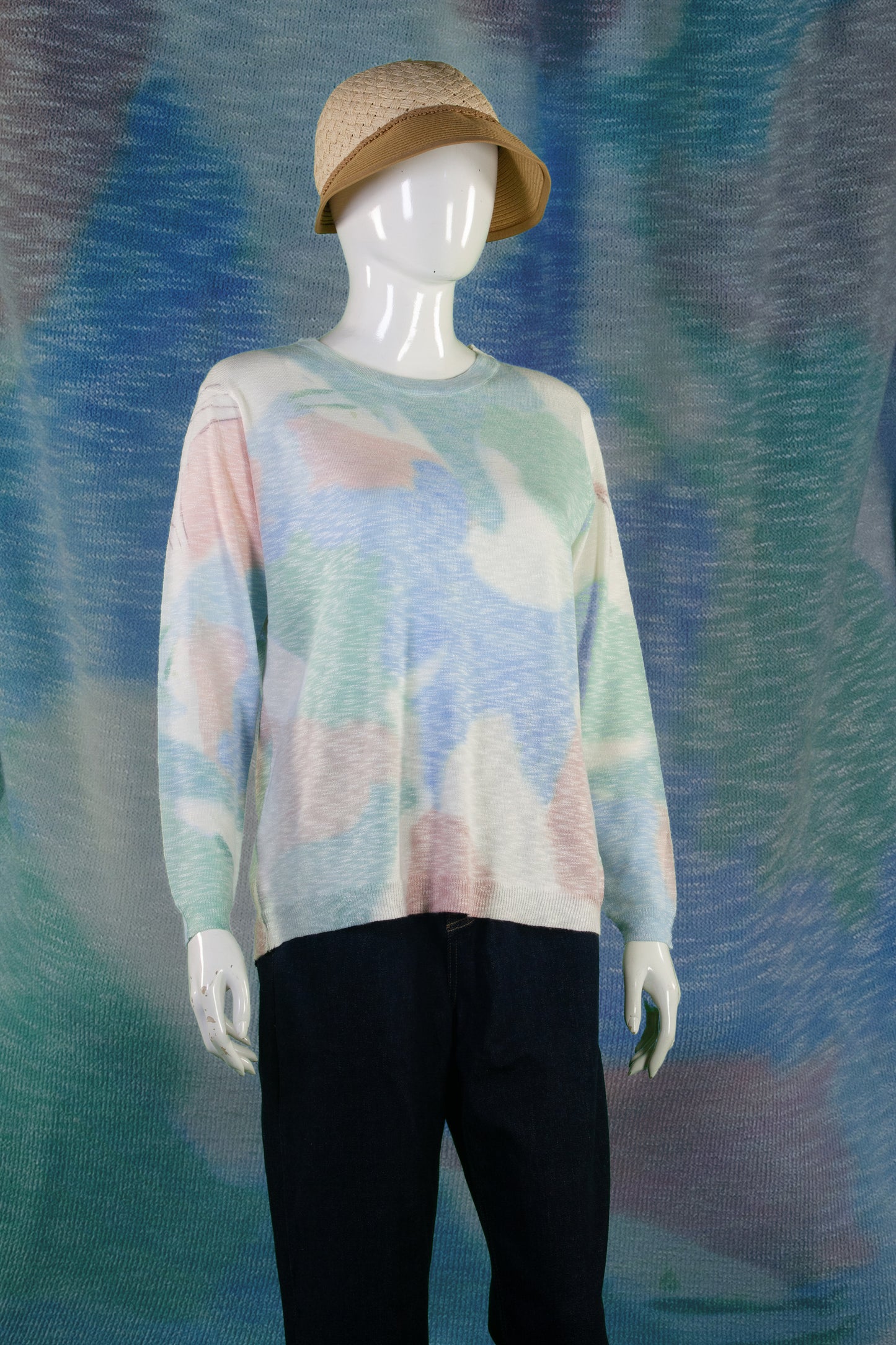 Blouse Rajut Tangan Panjang Matte Motif Abstract C