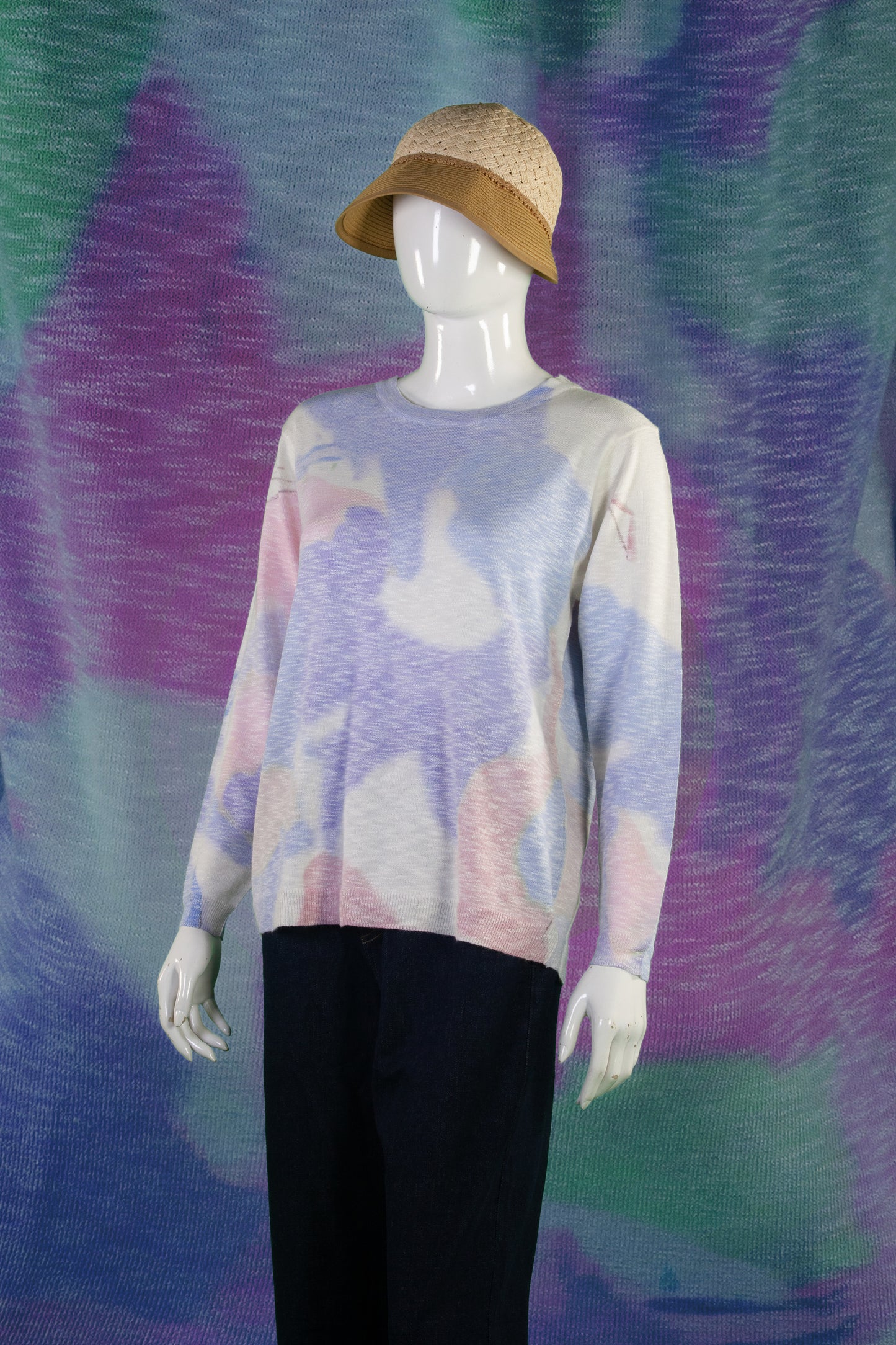 Blouse Rajut Tangan Panjang Matte Motif Abstract C