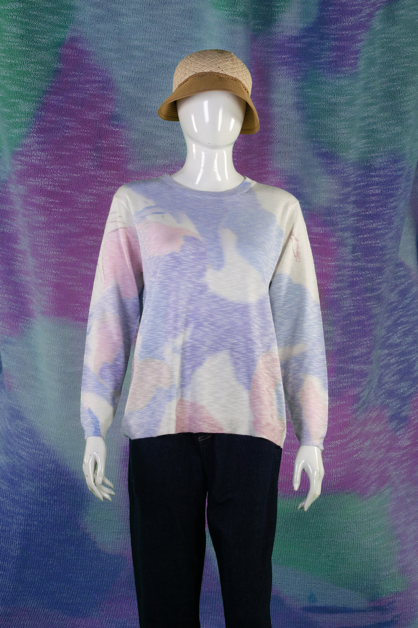 Blouse Rajut Tangan Panjang Matte Motif Abstract C