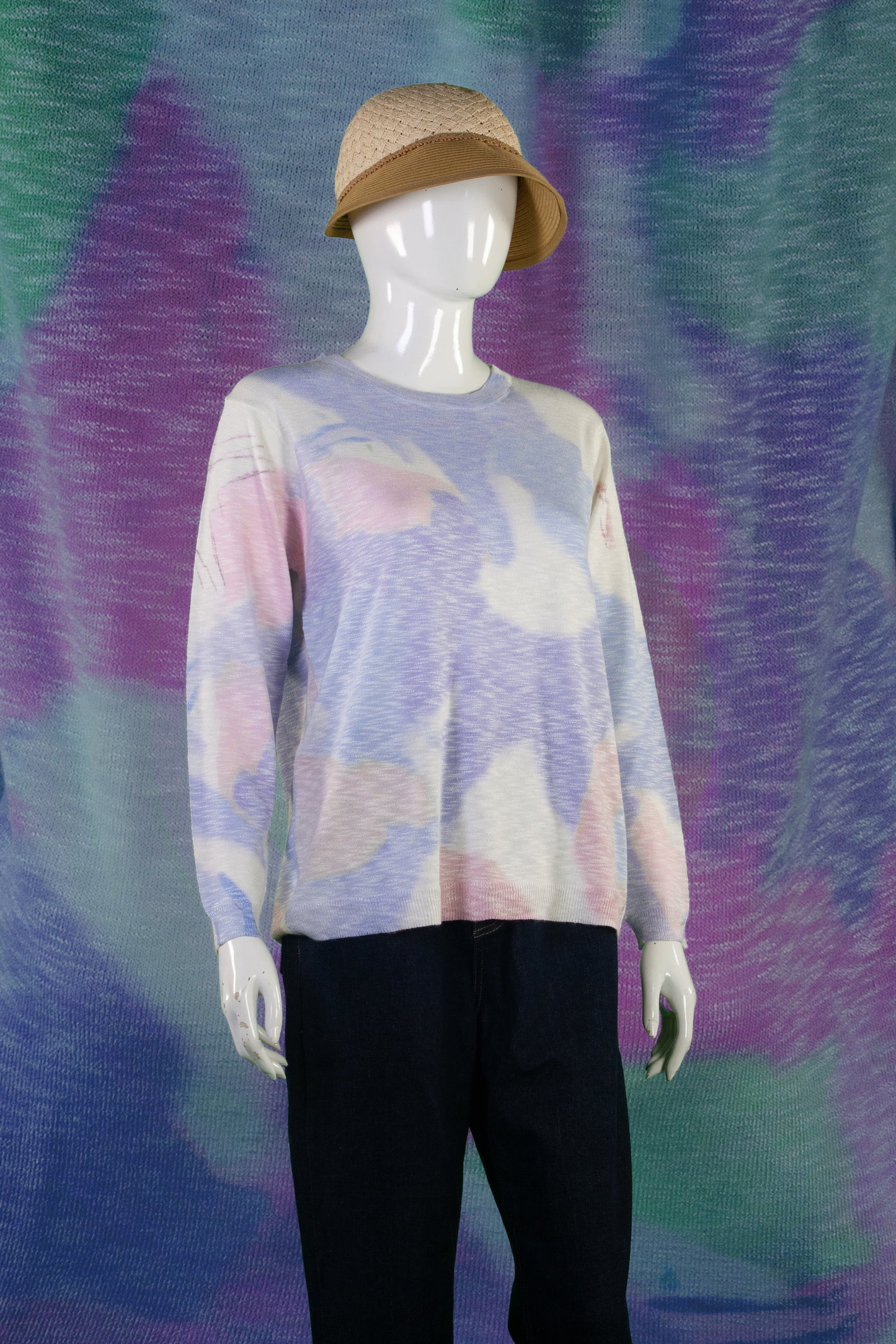 Blouse Rajut Tangan Panjang Matte Motif Abstract C