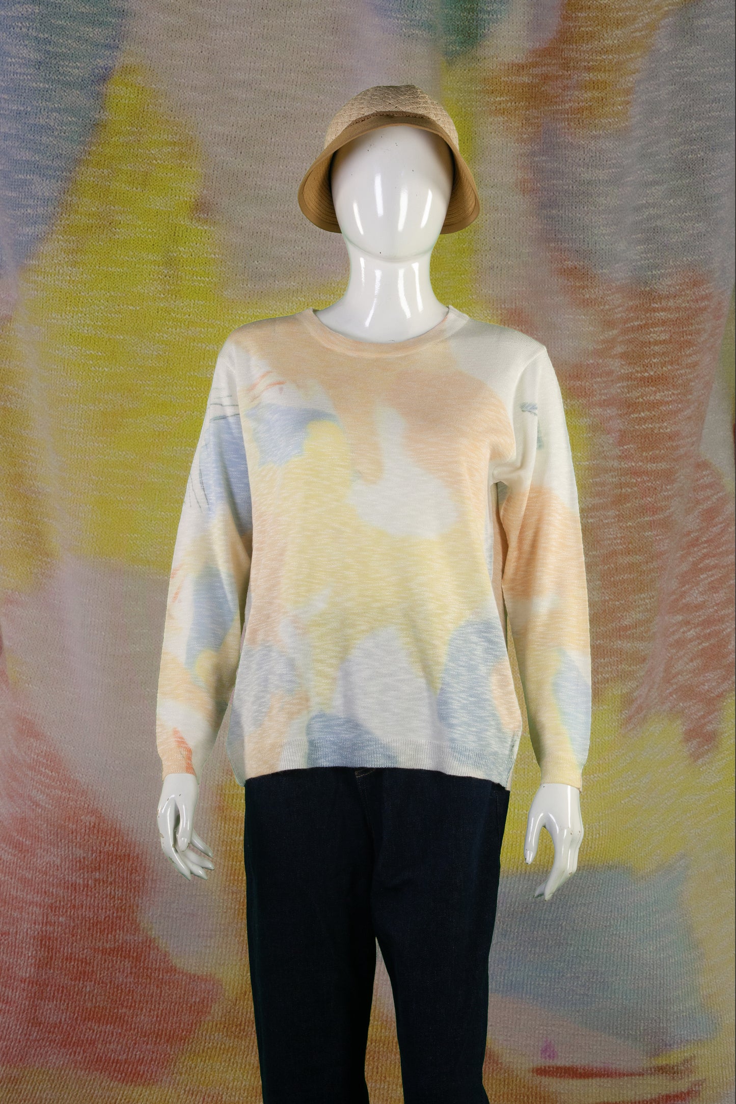Blouse Rajut Tangan Panjang Matte Motif Abstract C