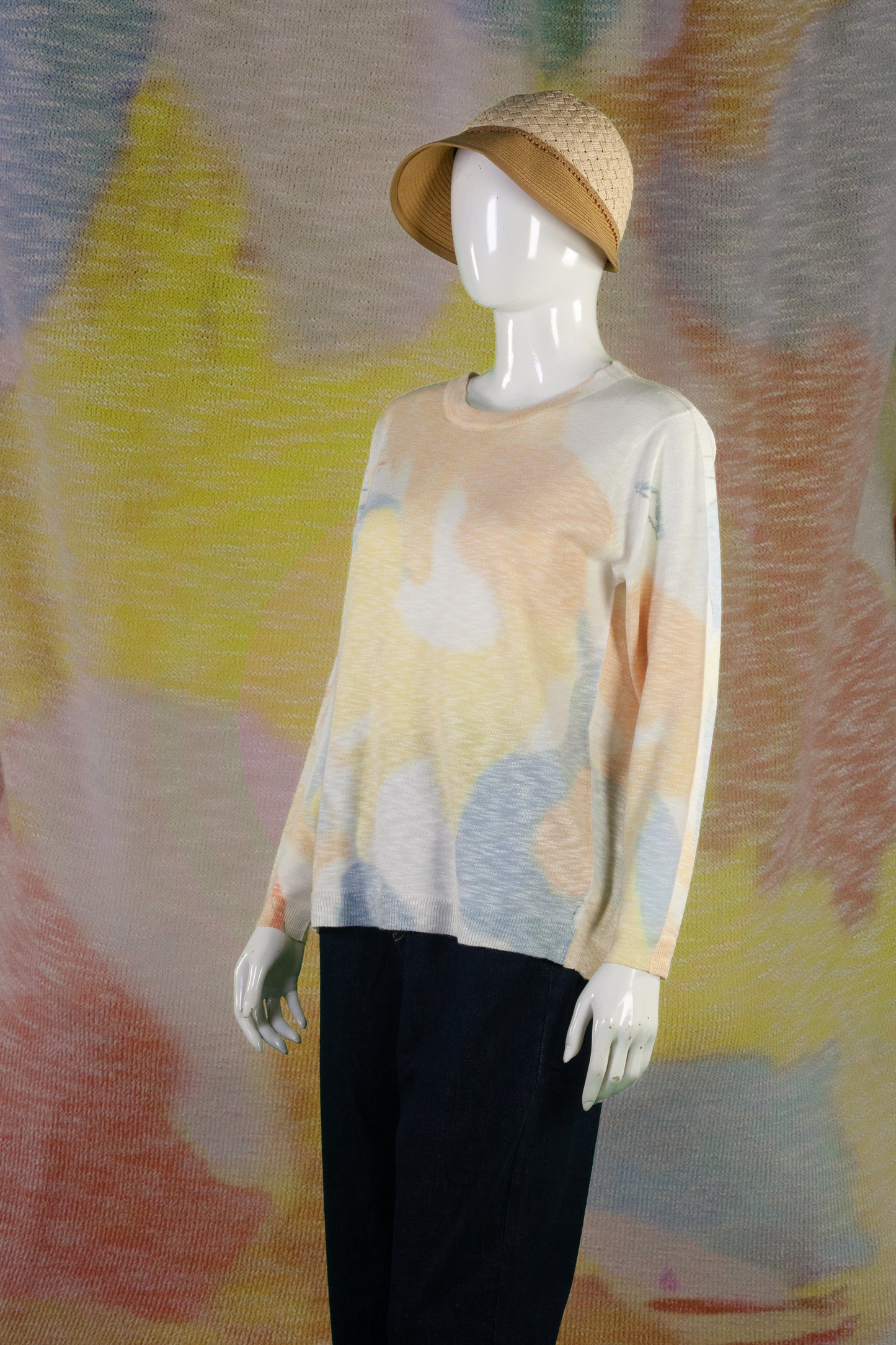Blouse Rajut Tangan Panjang Matte Motif Abstract C