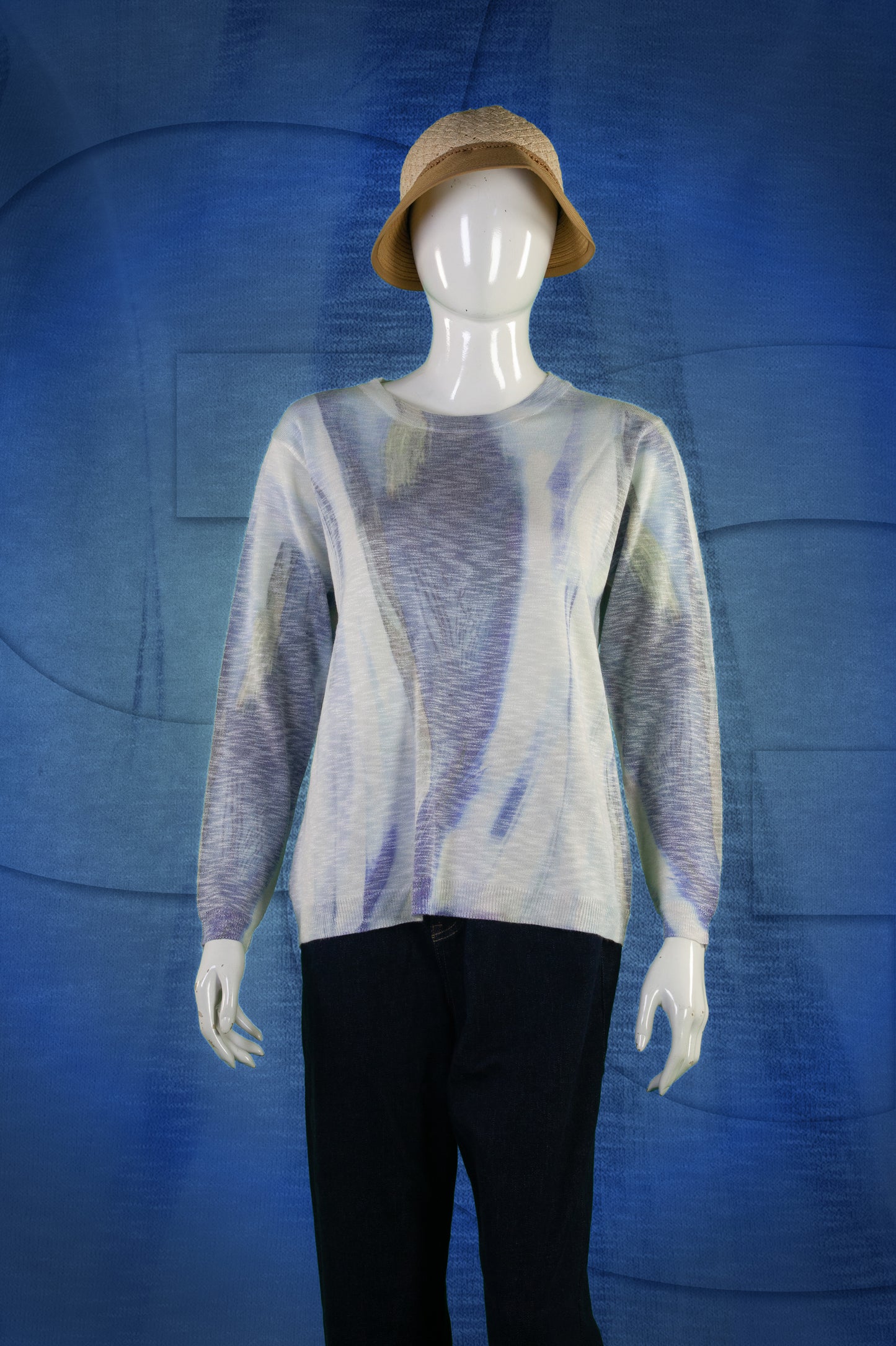 Blouse Rajut Tangan Panjang Matte Motif Abstract A