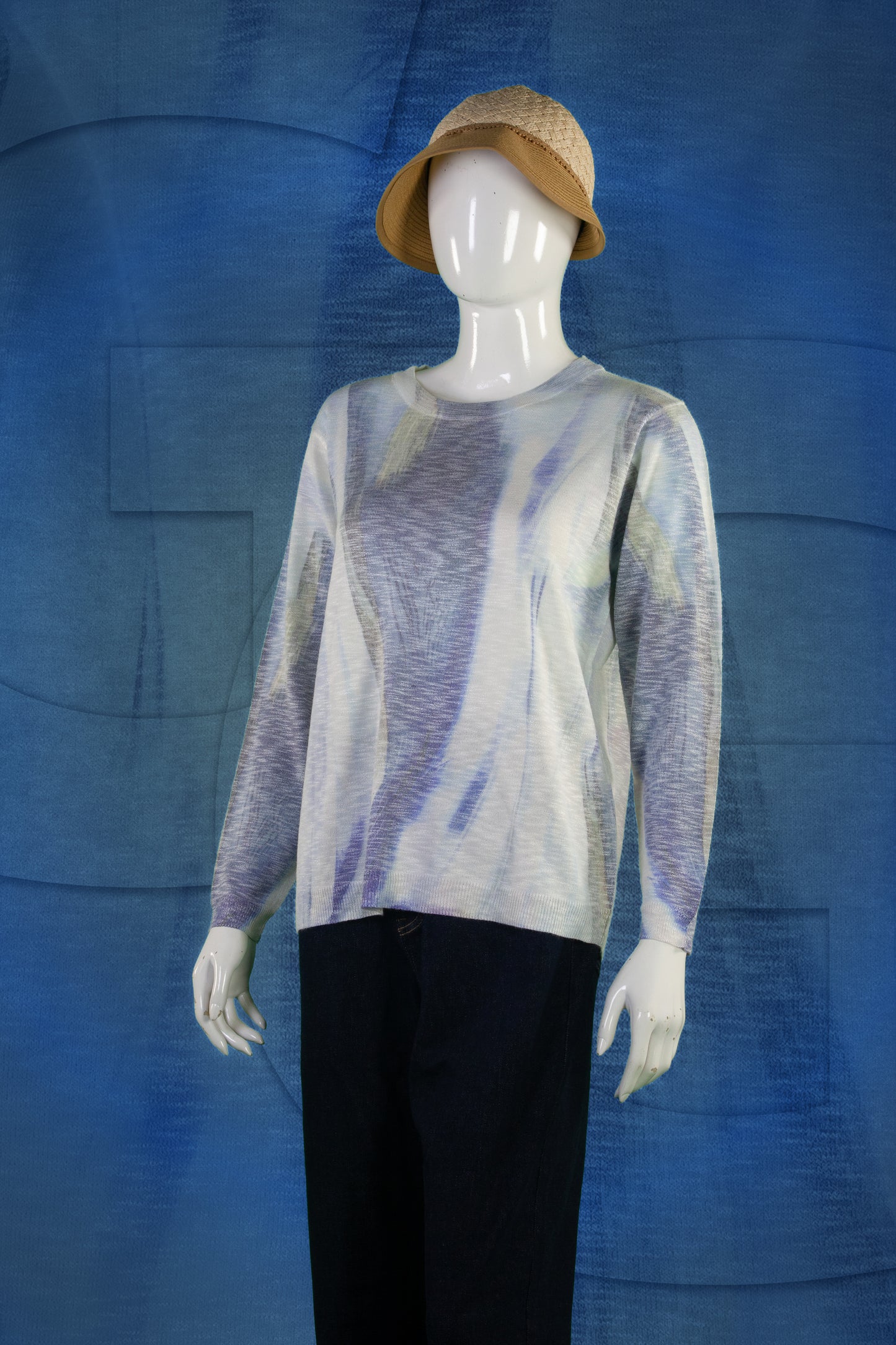 Blouse Rajut Tangan Panjang Matte Motif Abstract A
