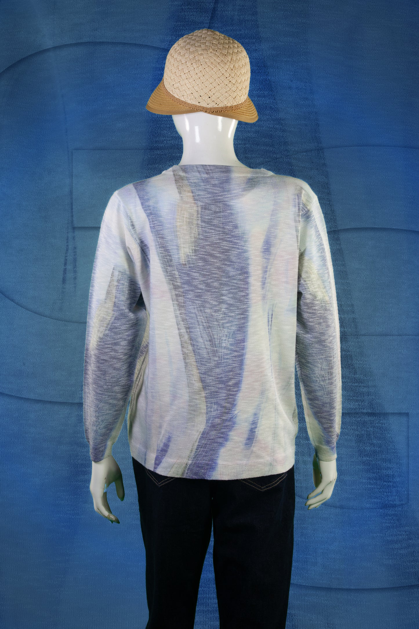 Blouse Rajut Tangan Panjang Matte Motif Abstract A
