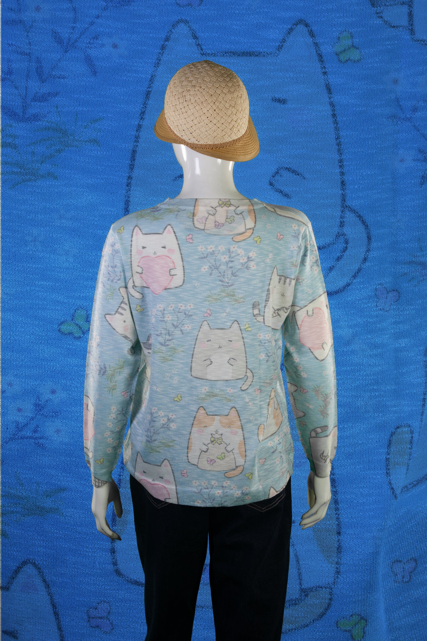 Blouse Rajut Tangan Panjang Matte Motif Pusheen