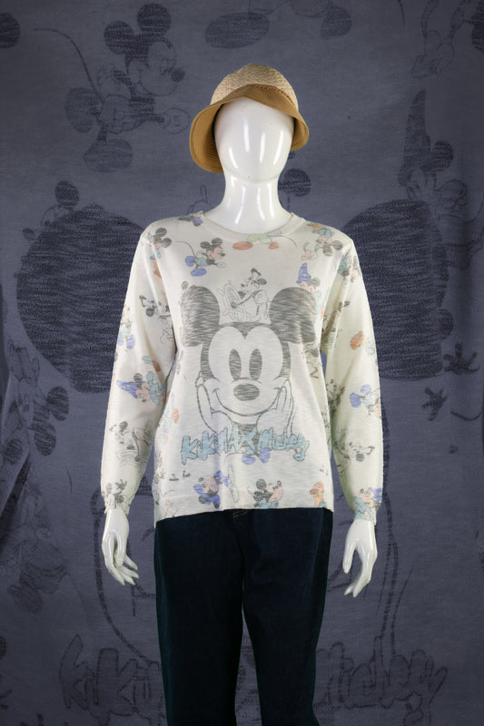 Blouse Rajut Tangan Panjang Matte Motif Mickey Kikimax