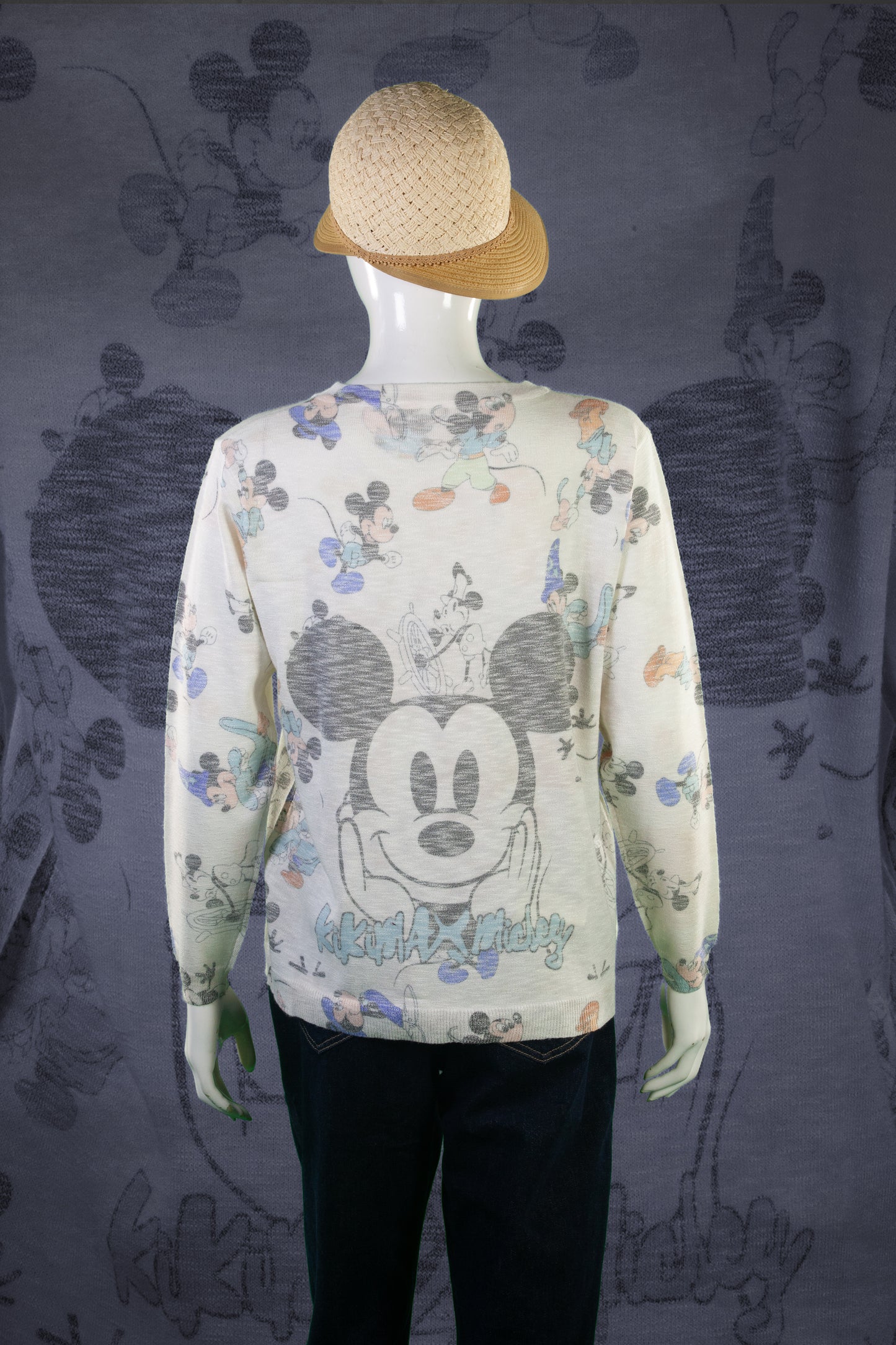 Blouse Rajut Tangan Panjang Matte Motif Mickey Kikimax