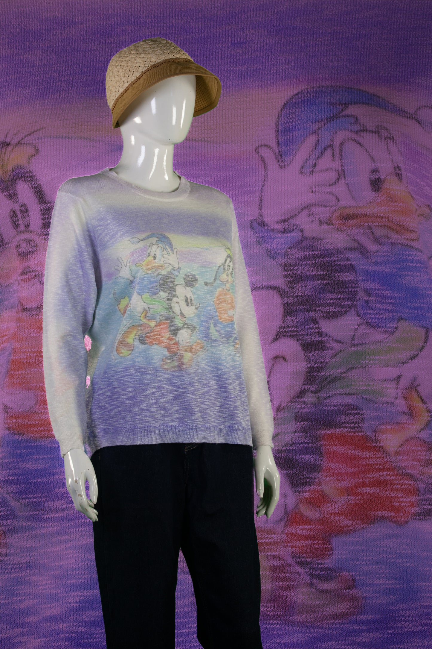 Blouse Rajut Tangan Panjang Matte Motif Disney Friends