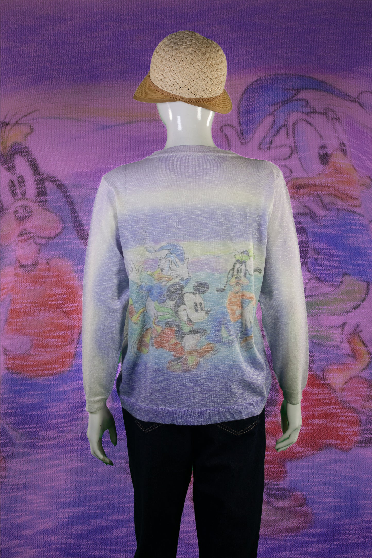 Blouse Rajut Tangan Panjang Matte Motif Disney Friends